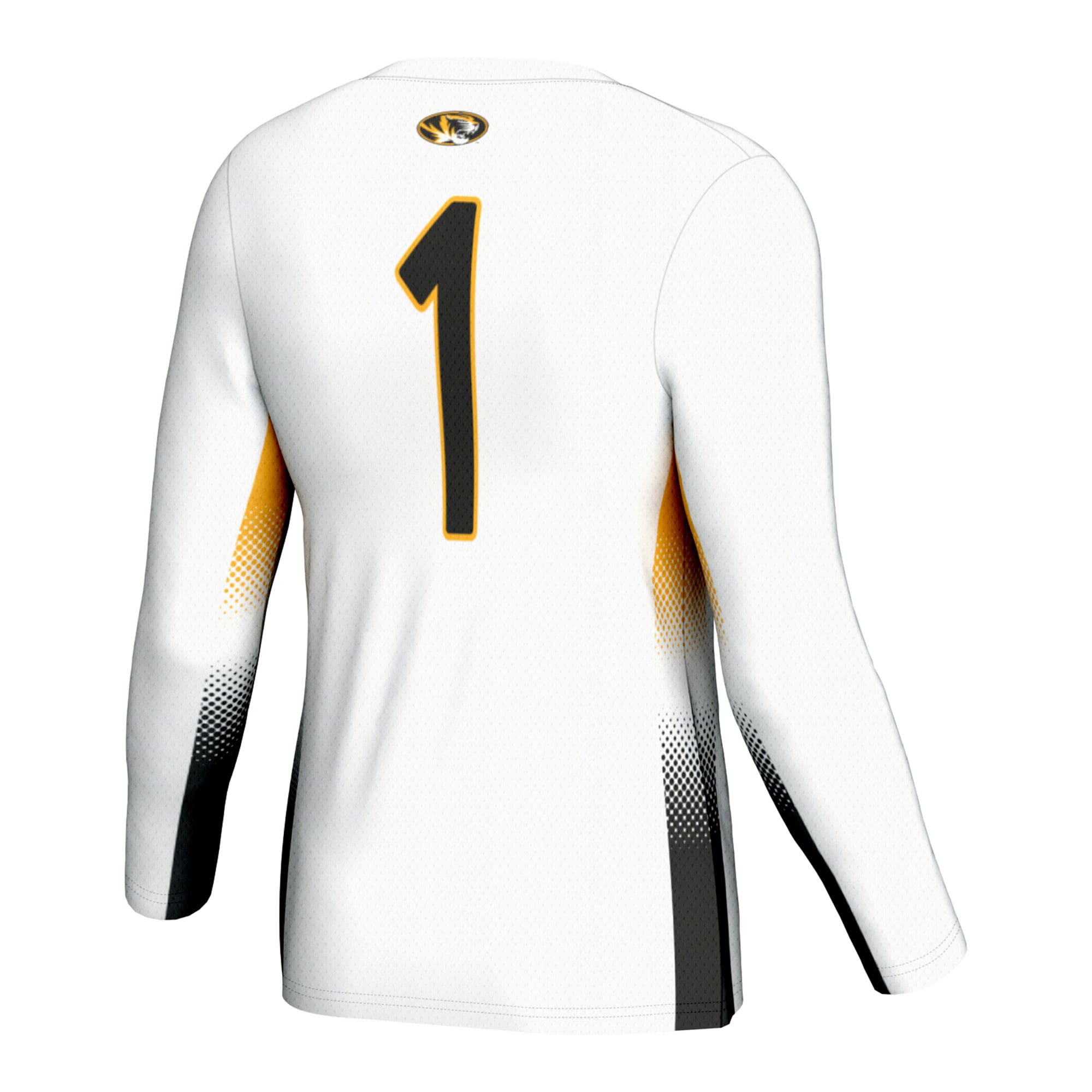 #1 Missouri Tigers Unisex Lightweight Volleyball Jersey - White - back view