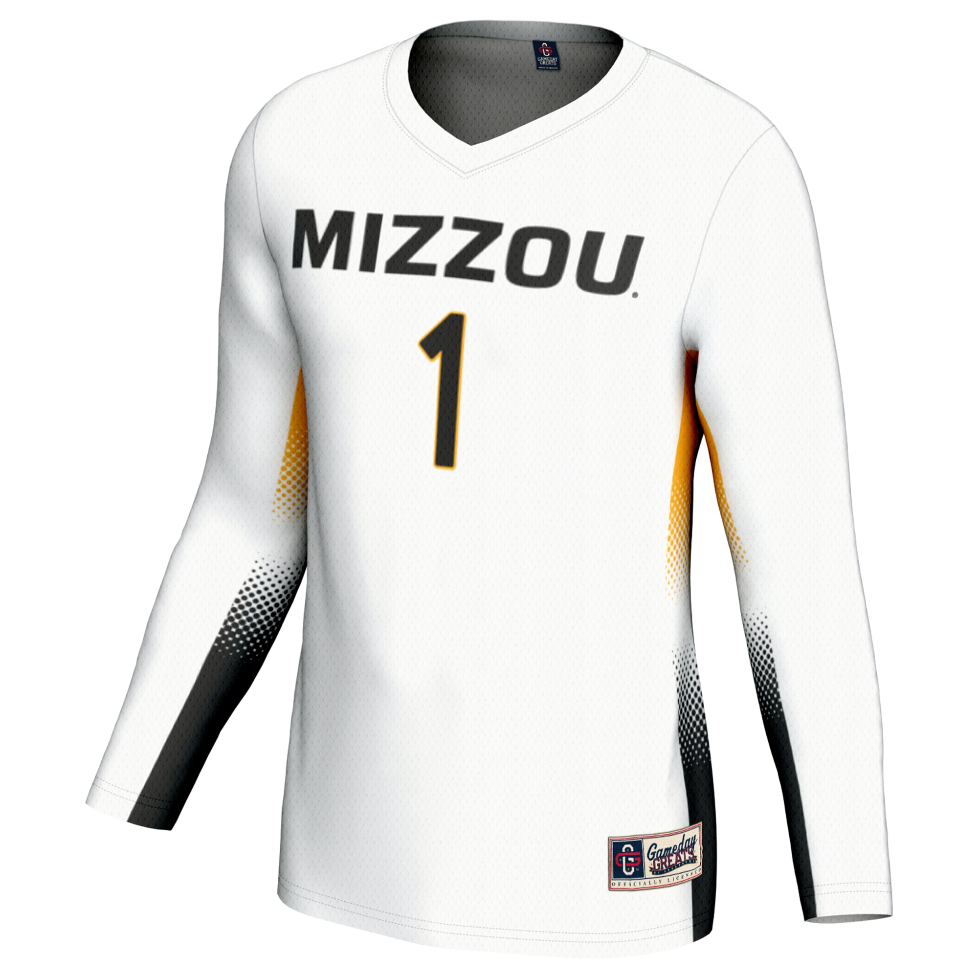 #1 Missouri Tigers Unisex Lightweight Volleyball Jersey - White - front view