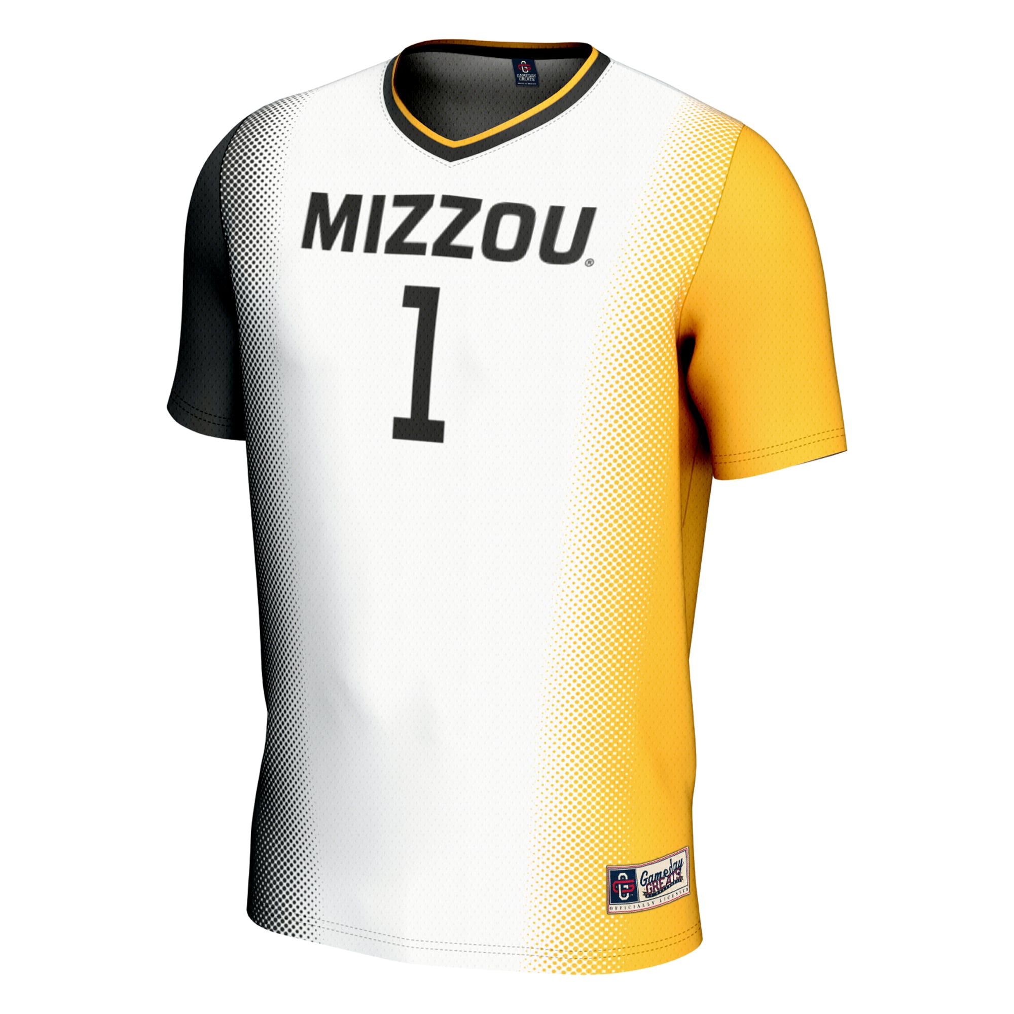 #1 Missouri Tigers Unisex Lightweight Women's Soccer Jersey White - front view