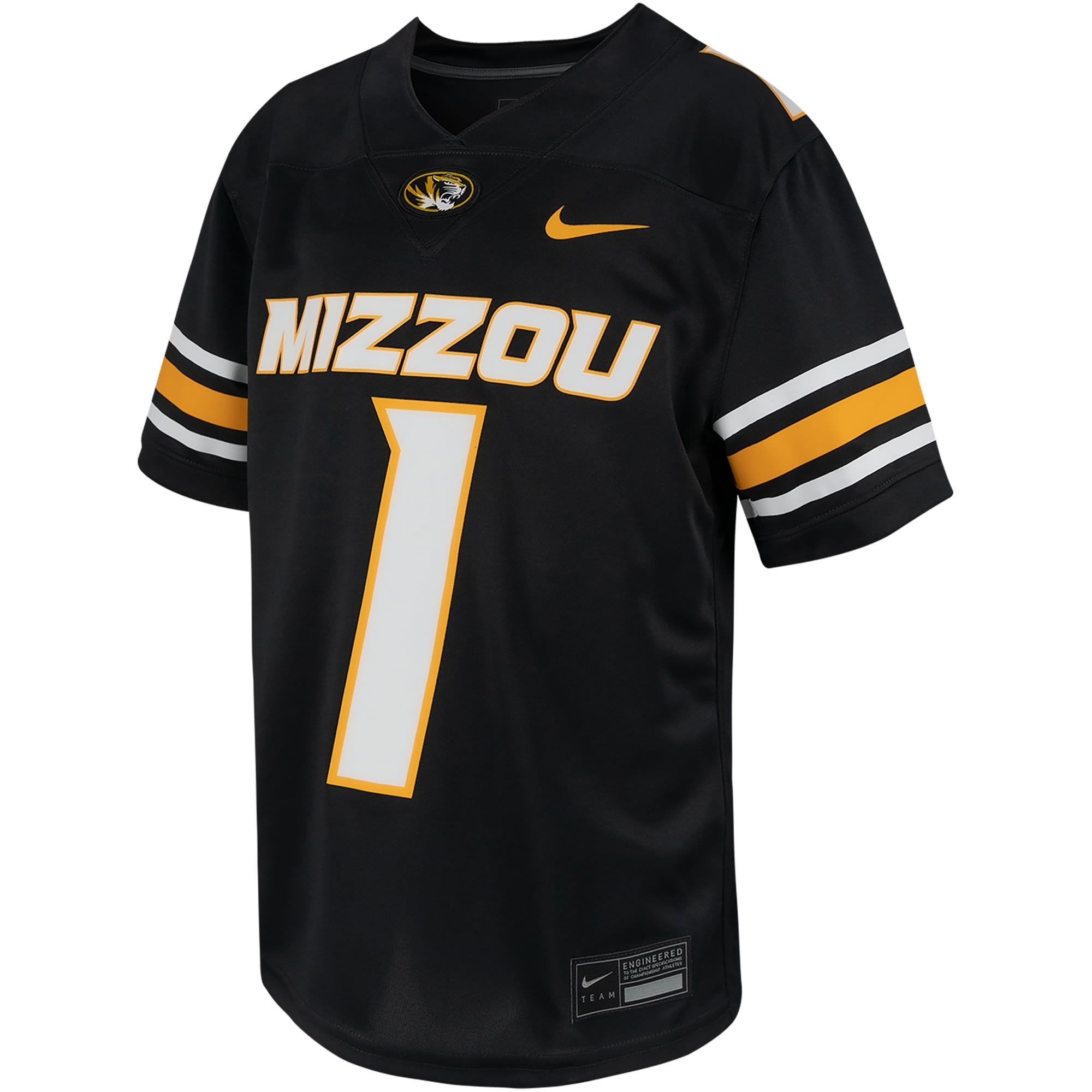 #1 Missouri Tigers Youth Jersey Black - front view