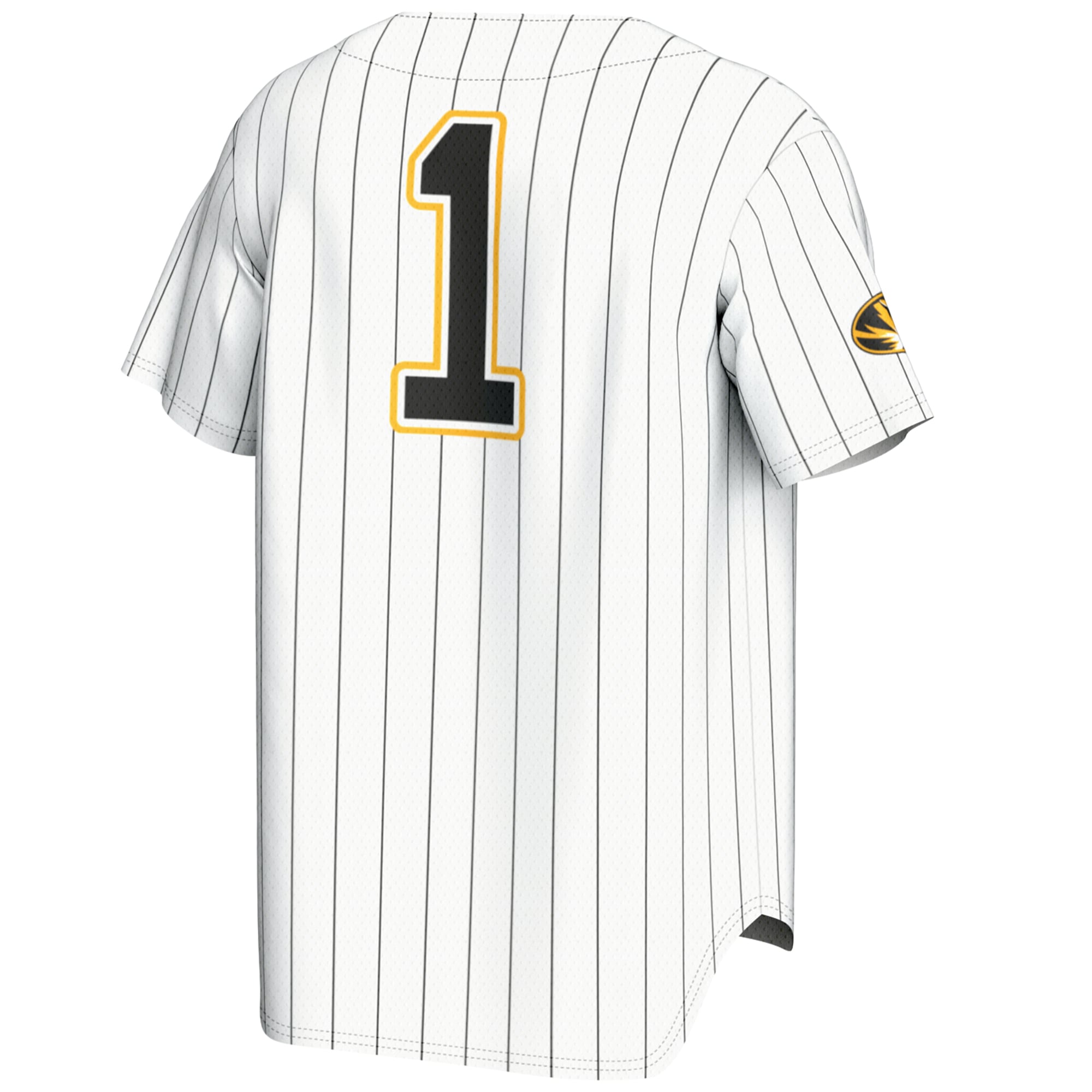 #1 Missouri Tigers Youth Lightweight Baseball Jersey White - back view