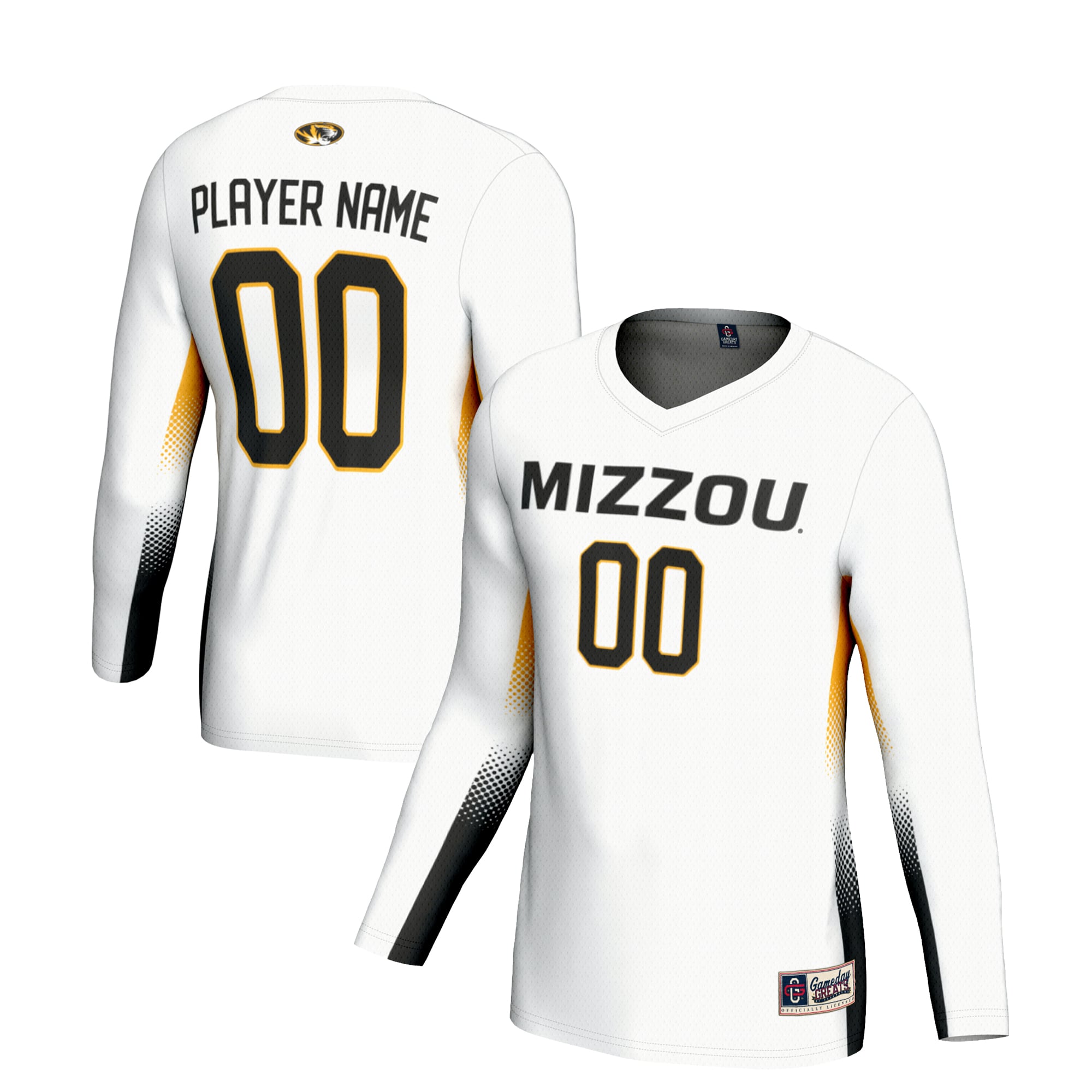 Missouri Tigers Youth Lightweight Women's Volleyball Jersey - White - front and back view