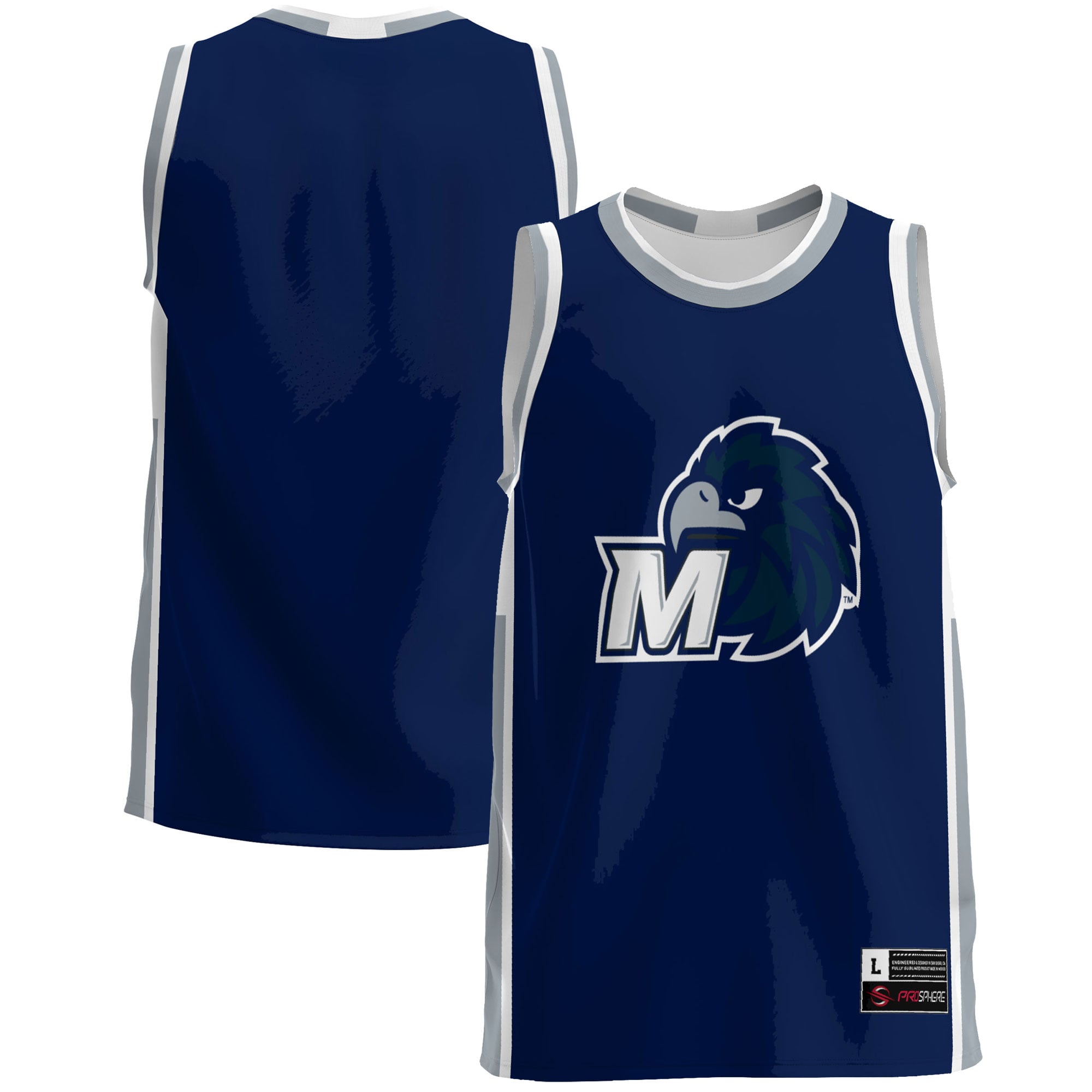 Monmouth Hawks Lightweight Basketball Jersey Blue - front and back view