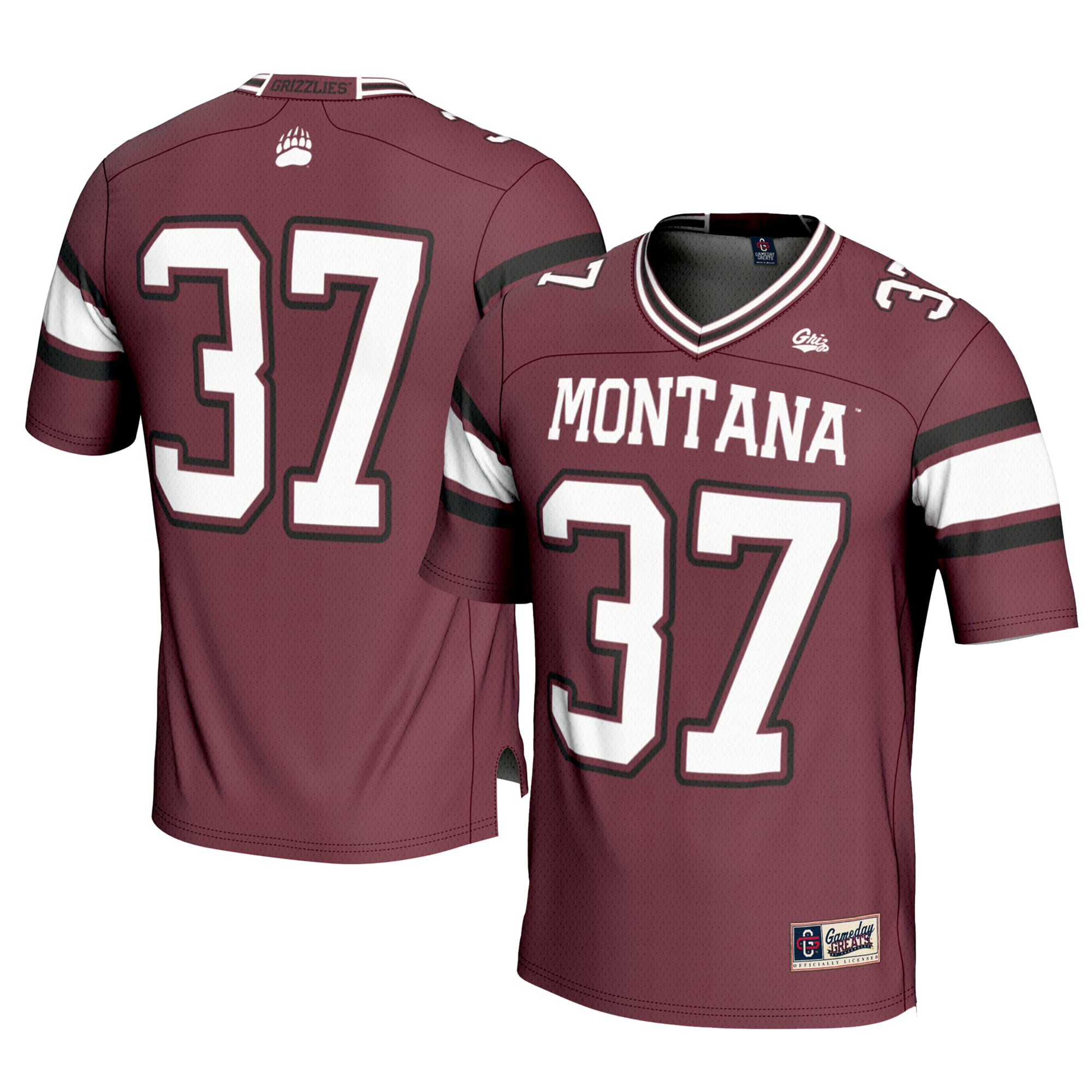 #37 Montana Grizzlies Football Jersey - Maroon - front and back view