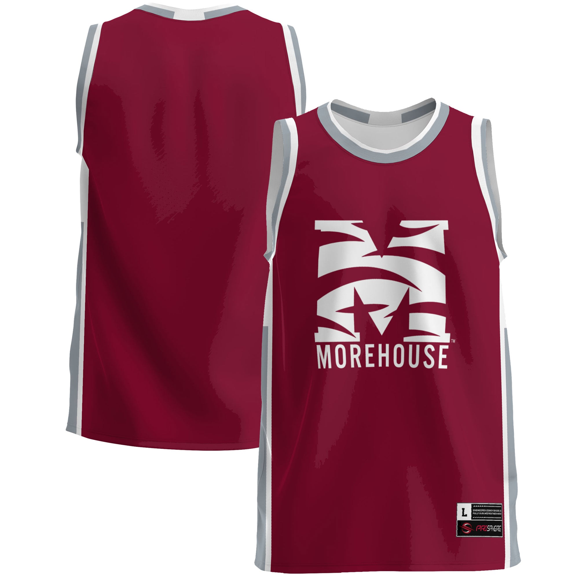 Morehouse Maroon Tigers Lightweight Basketball Jersey Maroon - front and back view