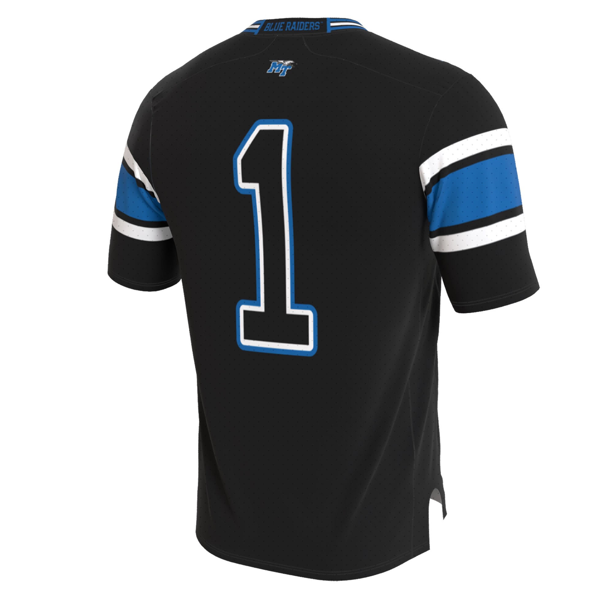 MTSU Blue Raiders Youth Lightweight Collegiate Football Blackout Fashion Jersey - back view