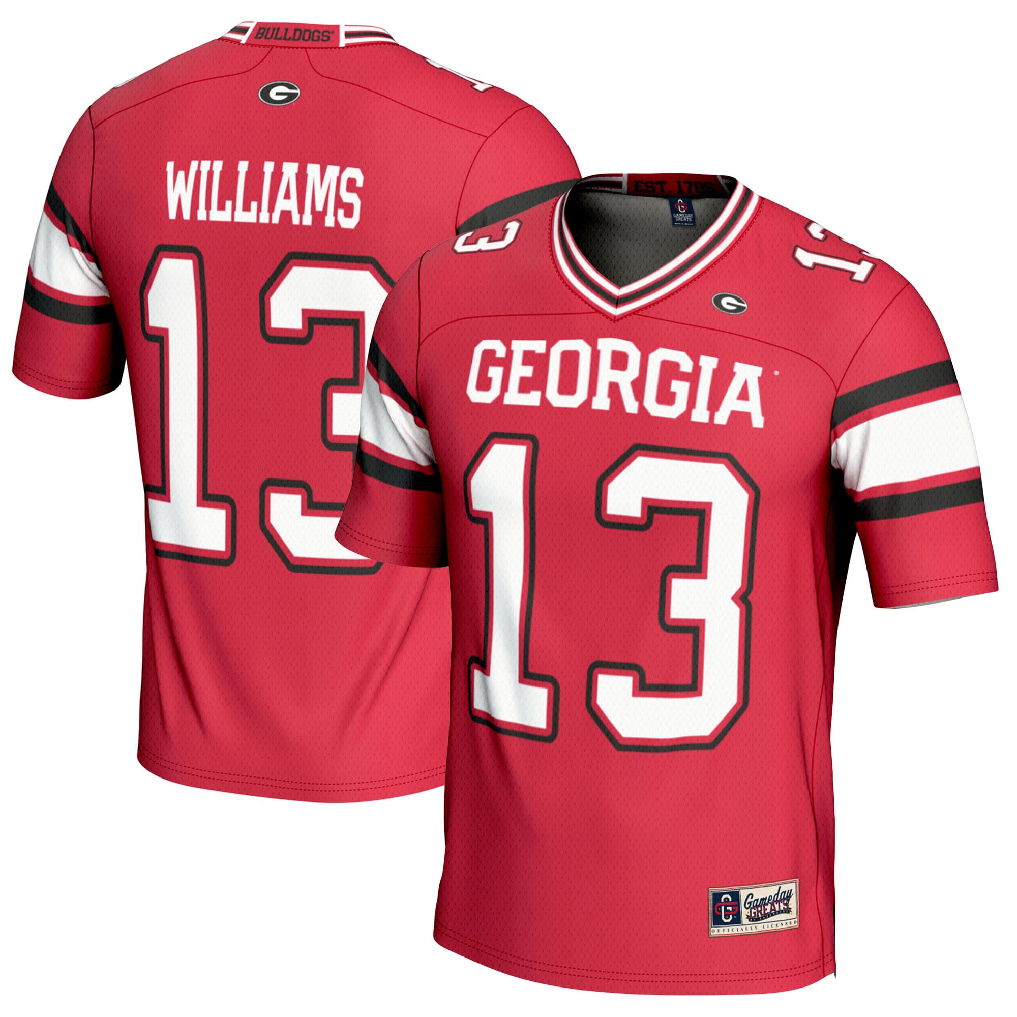 Mykel Williams Georgia Bulldogs Player Football Jersey Red - front and back view