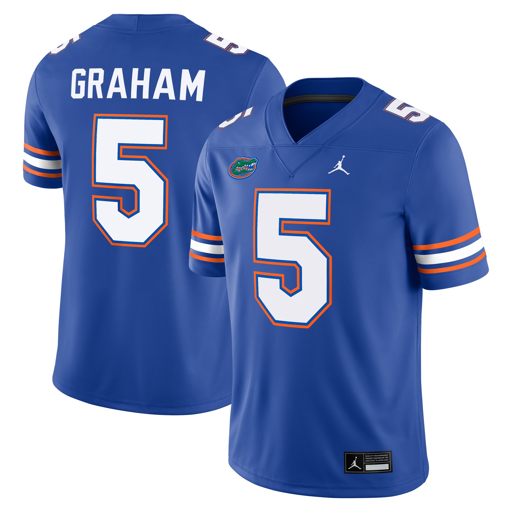 Myles Graham Florida Gators Football Jersey Royal - front and back view