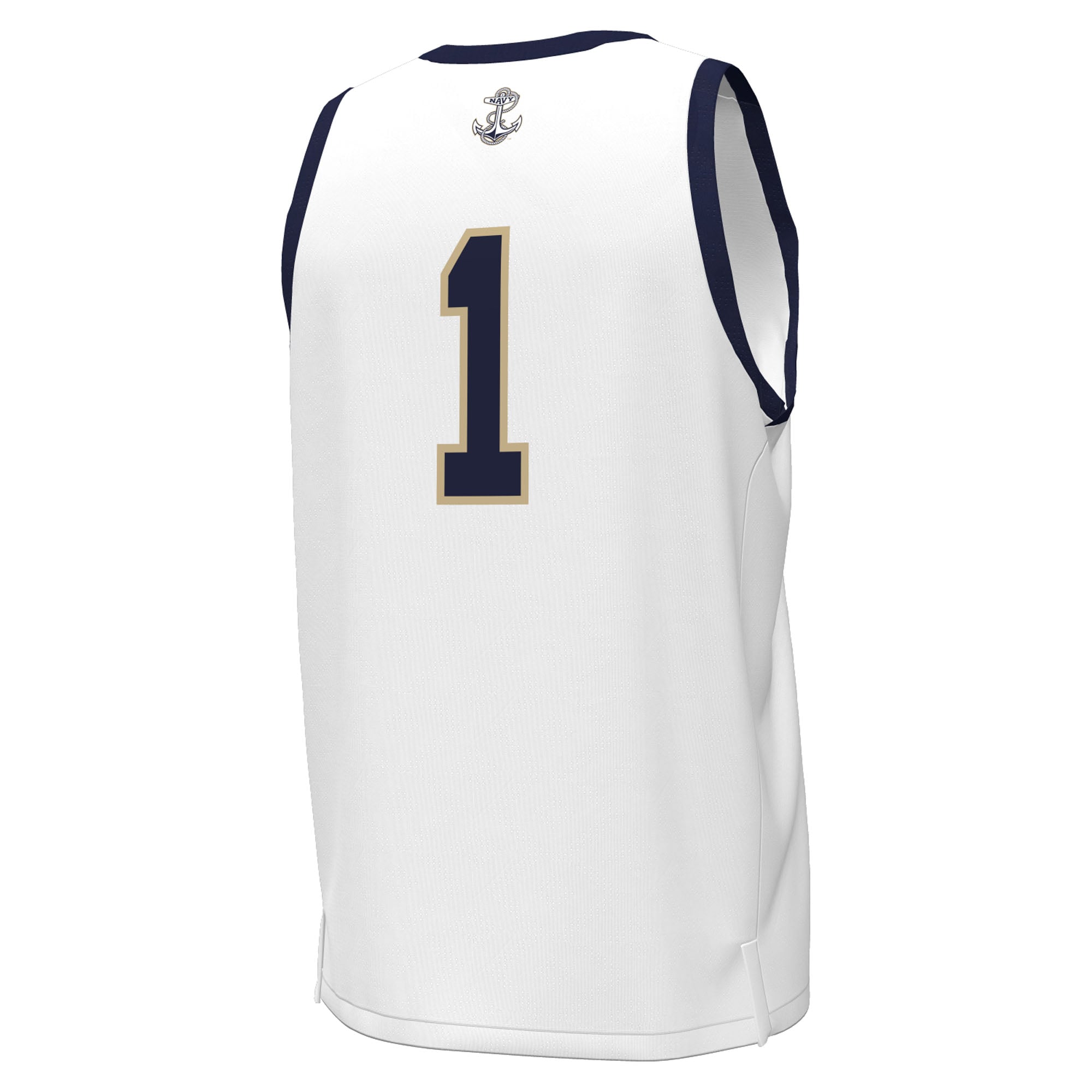 Navy Midshipmen #1 Basketball Jersey White - back view