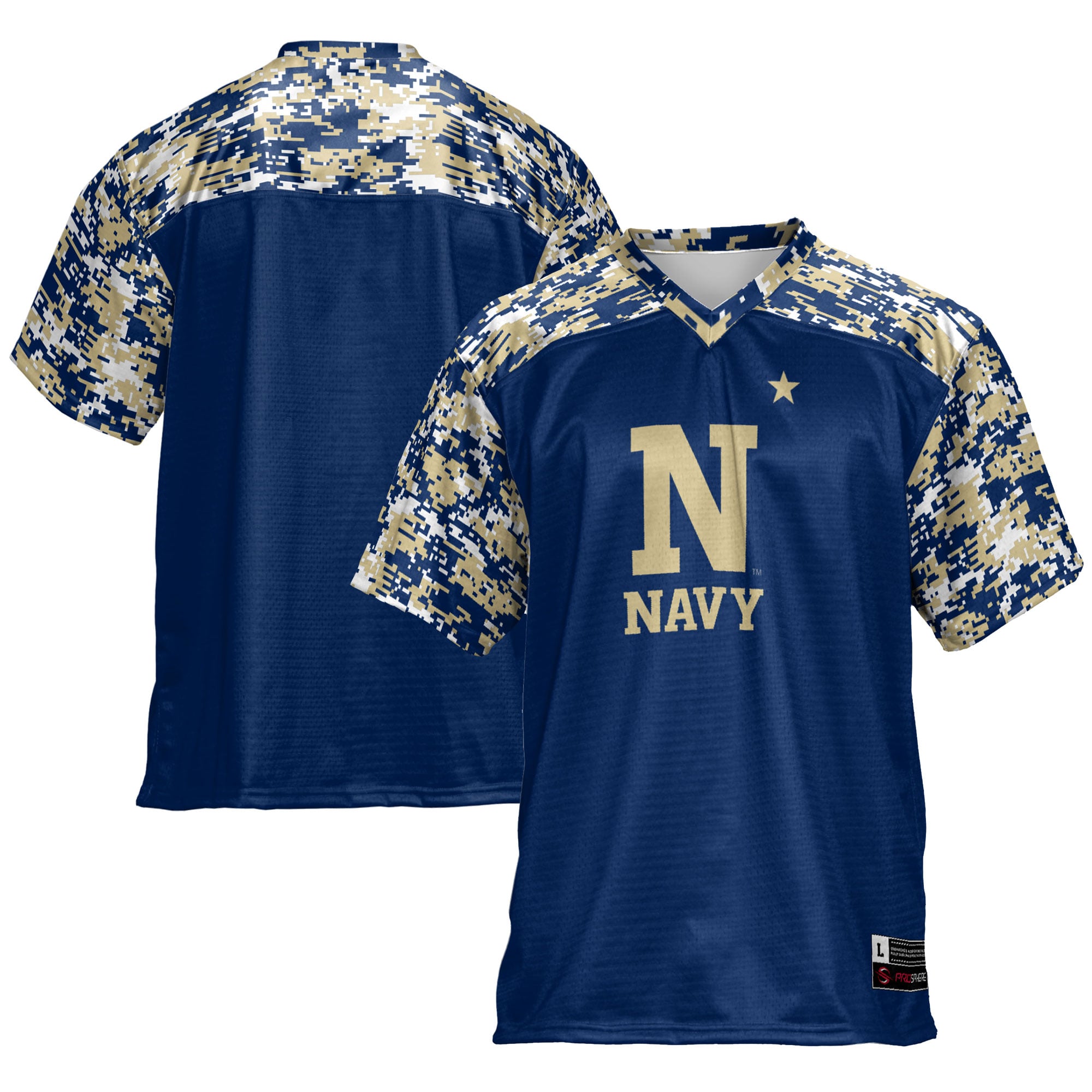 Navy Midshipmen Football Jersey Navy - front and back view