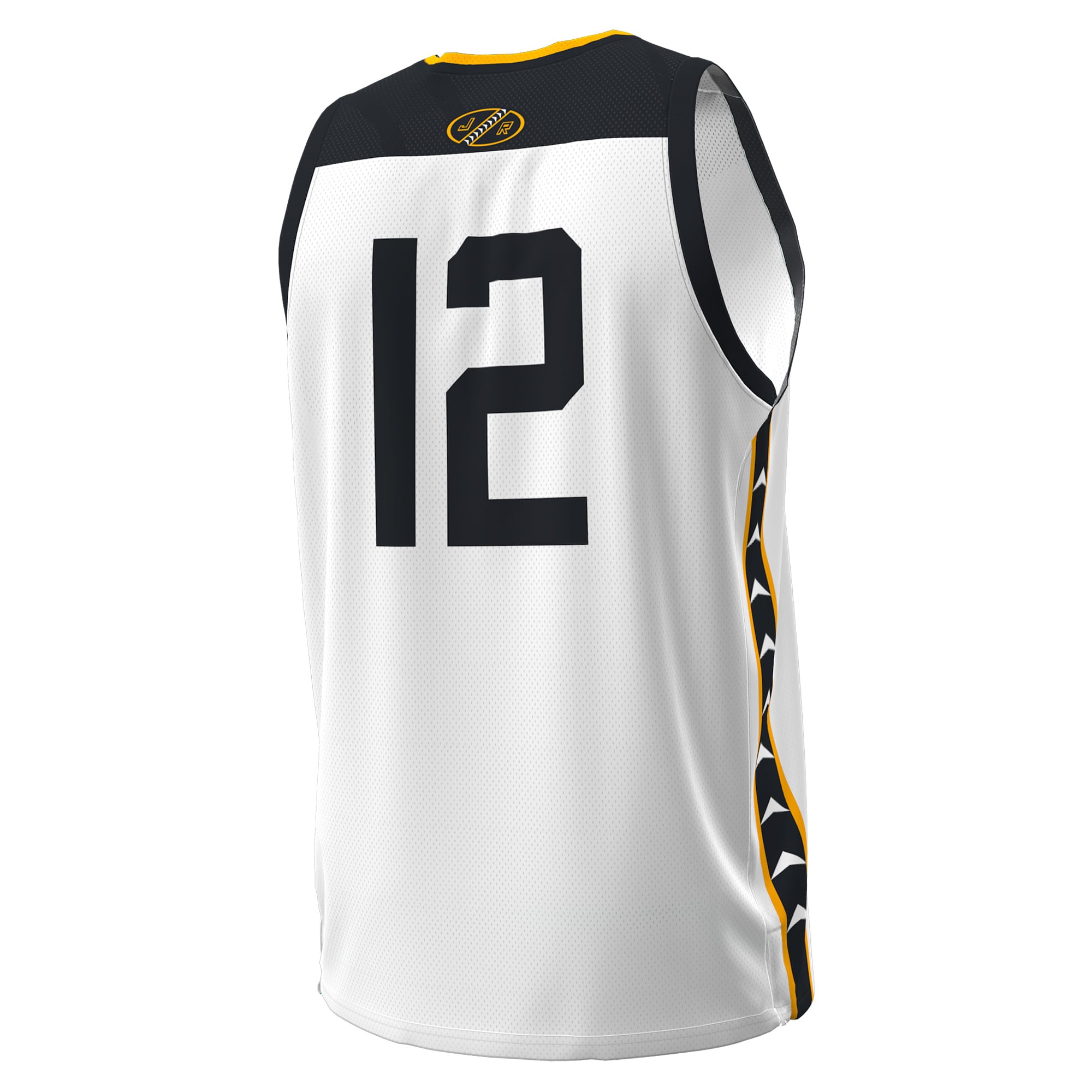 #12 Navy Midshipmen Jolly Rogers Alternate Basketball Jersey White - back view