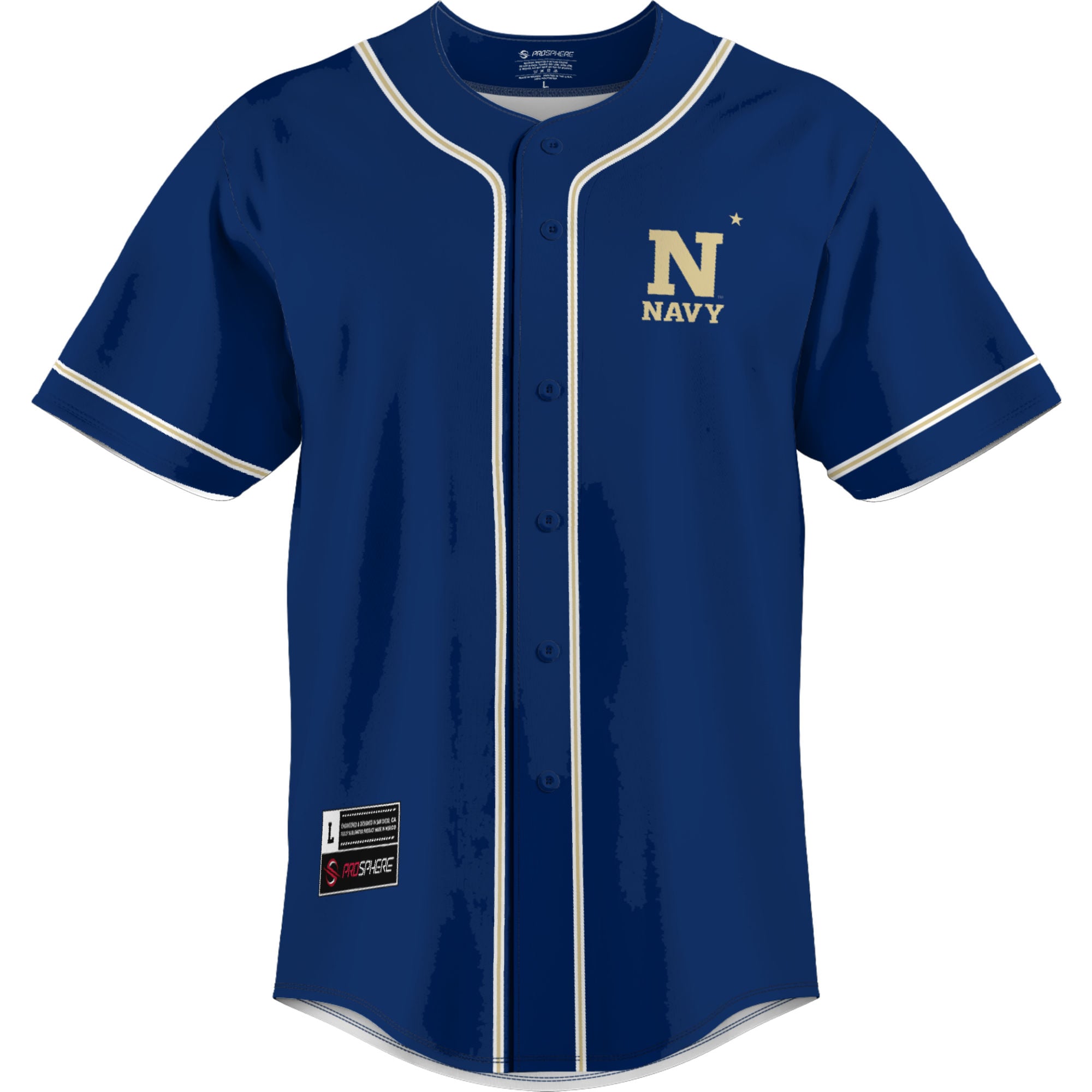 Navy Midshipmen Lightweight Baseball Jersey Blue - front view