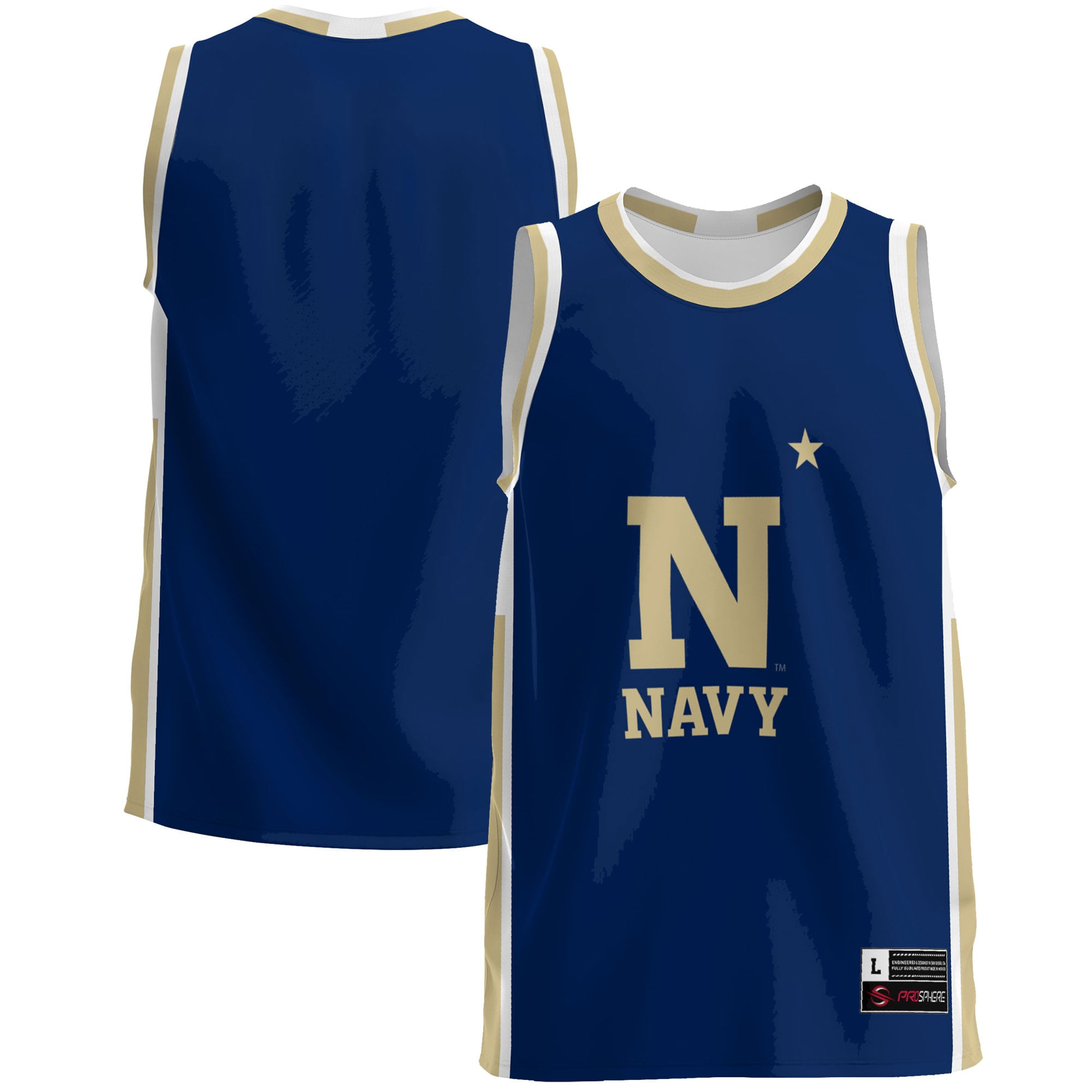 Navy Midshipmen Lightweight Basketball Jersey Blue - front and back view