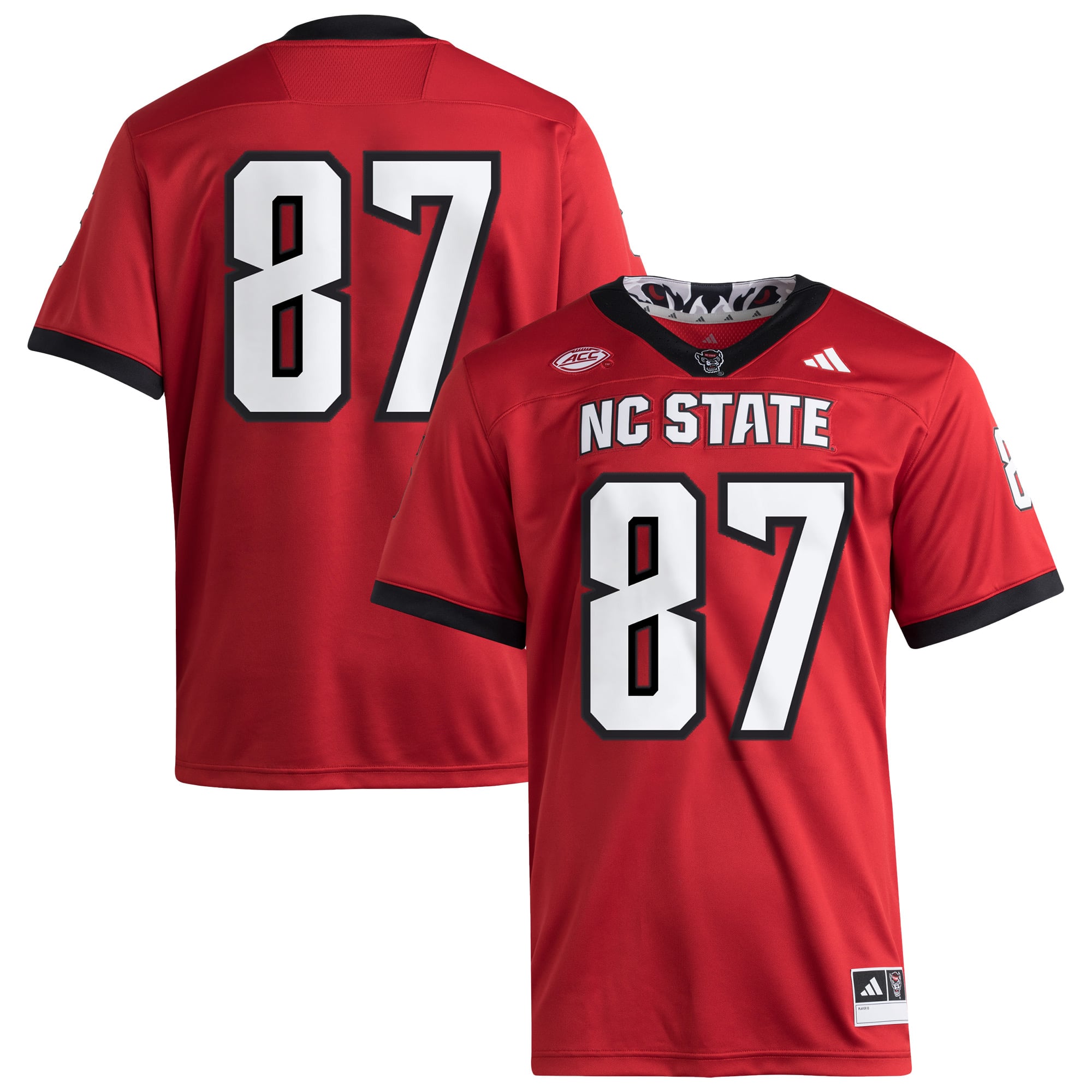 #87 NC State Wolfpack Jersey Red - front and back view