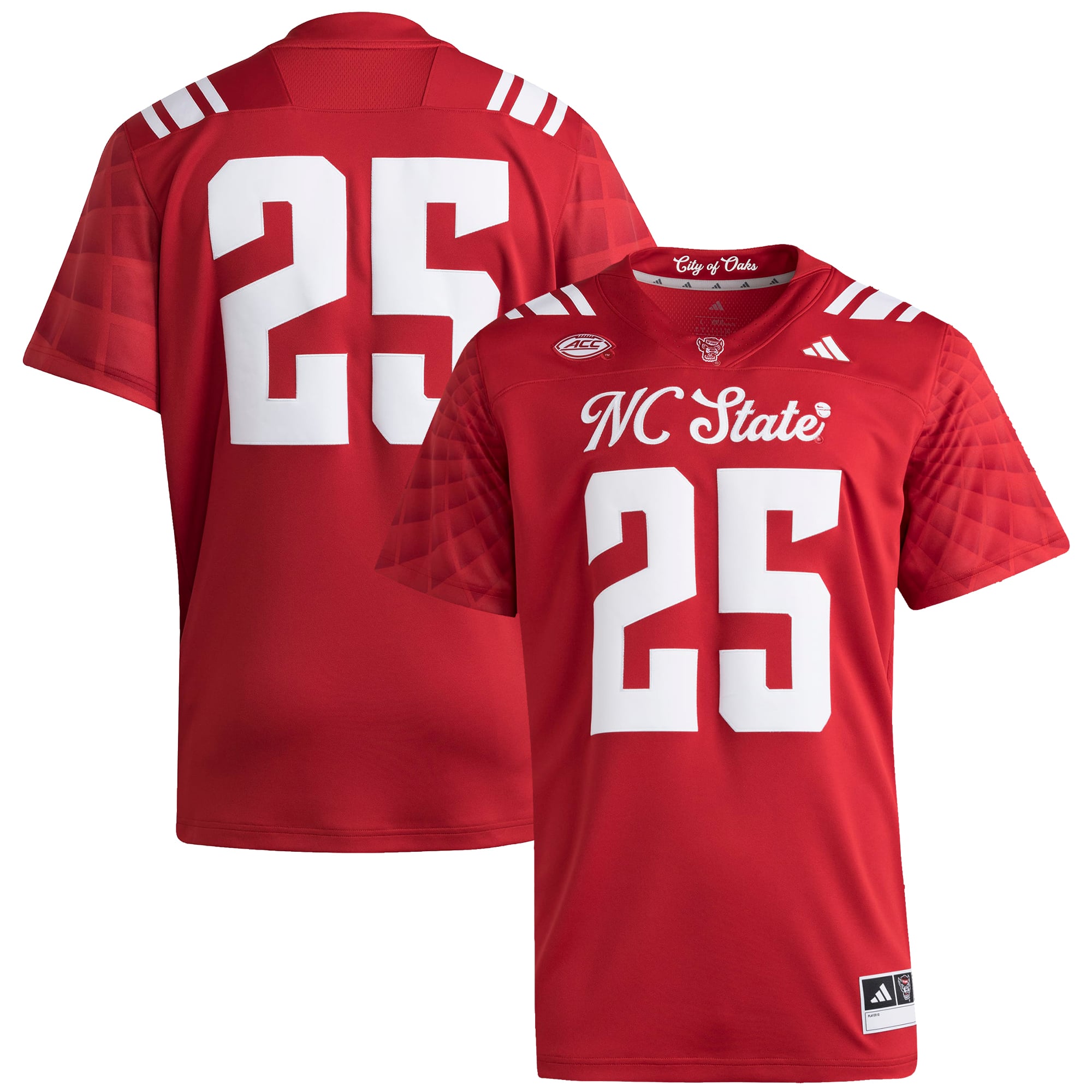 #25 NC State Wolfpack Strategy Jersey Red - front and back view