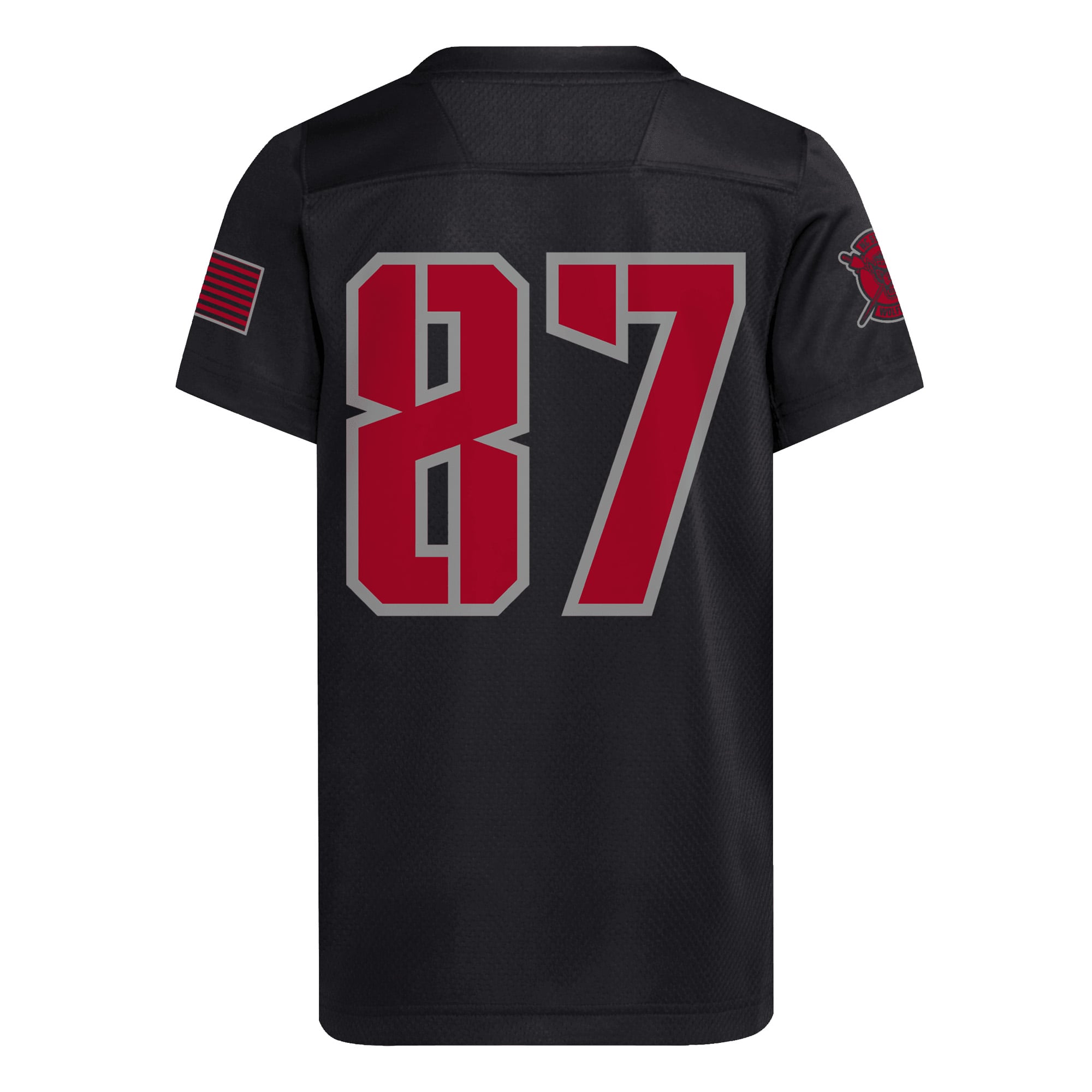 #87 NC State Wolfpack Youth Honor & Support Strategy Football Jersey Black - back view
