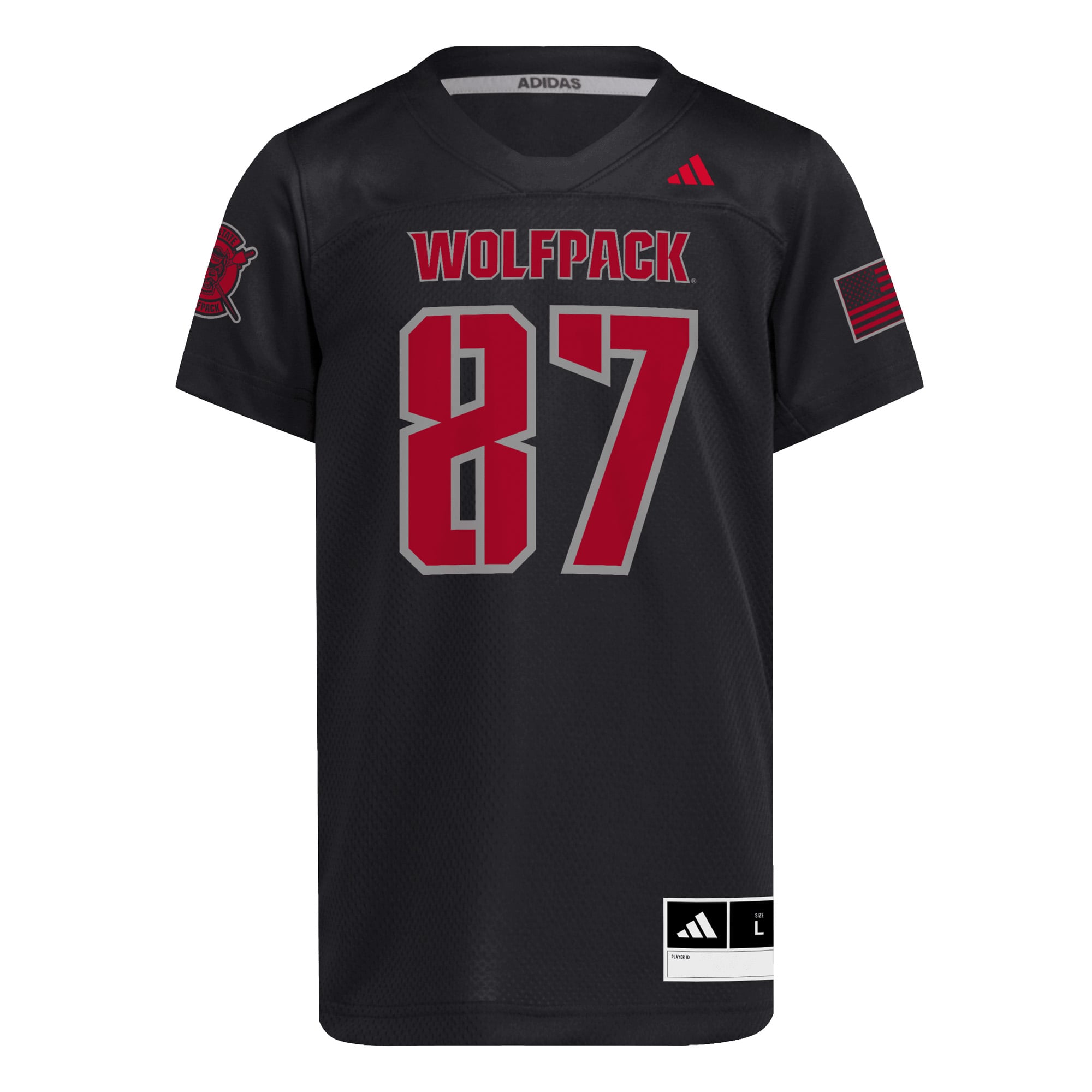 #87 NC State Wolfpack Youth Honor & Support Strategy Football Jersey Black - front view