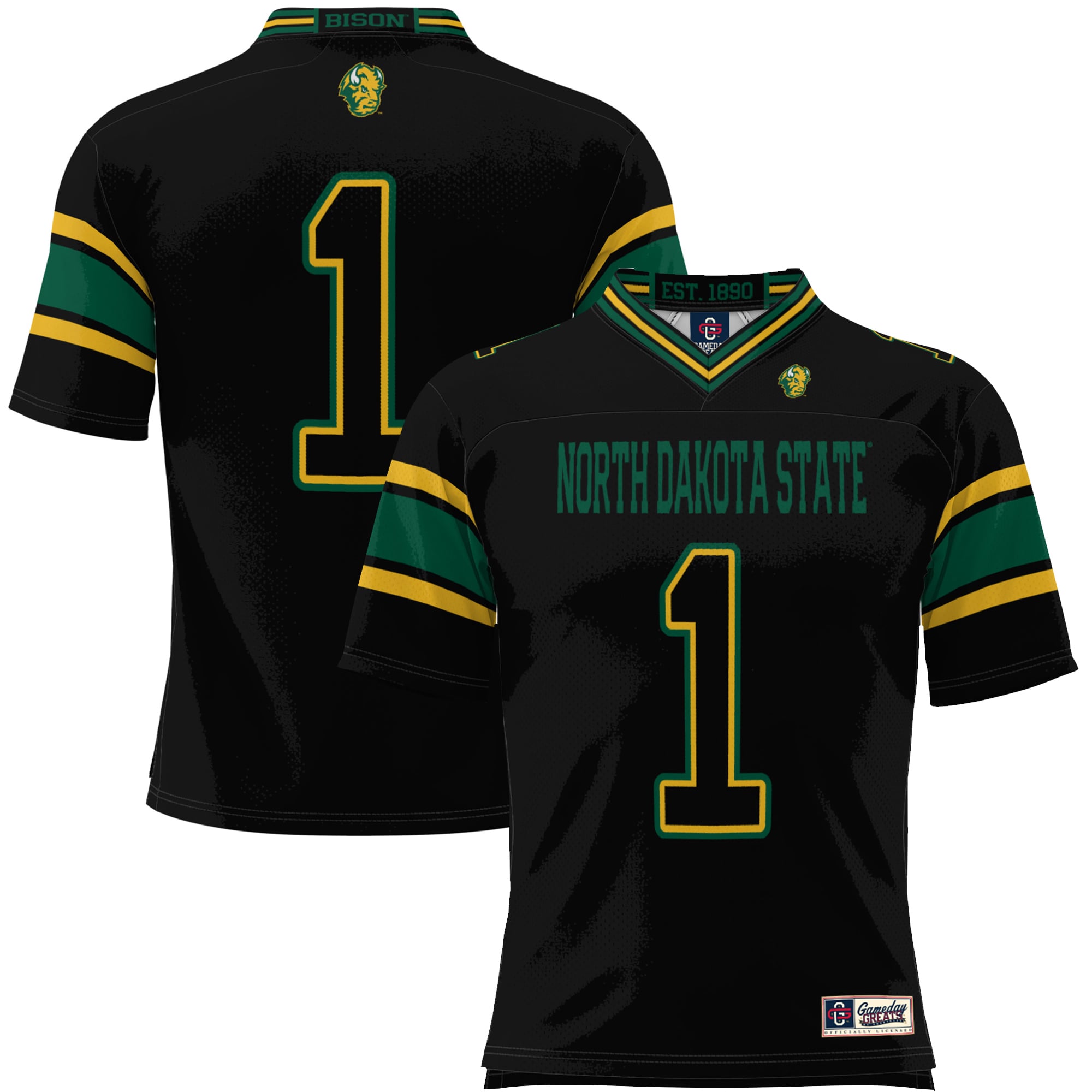 #1 NDSU Bison Endzone Football Jersey Black - front view