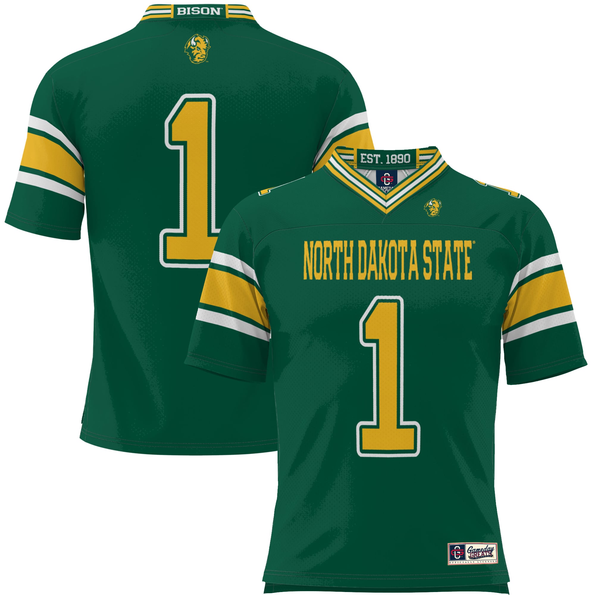 #1 NDSU Bison Endzone Football Jersey Green - front view