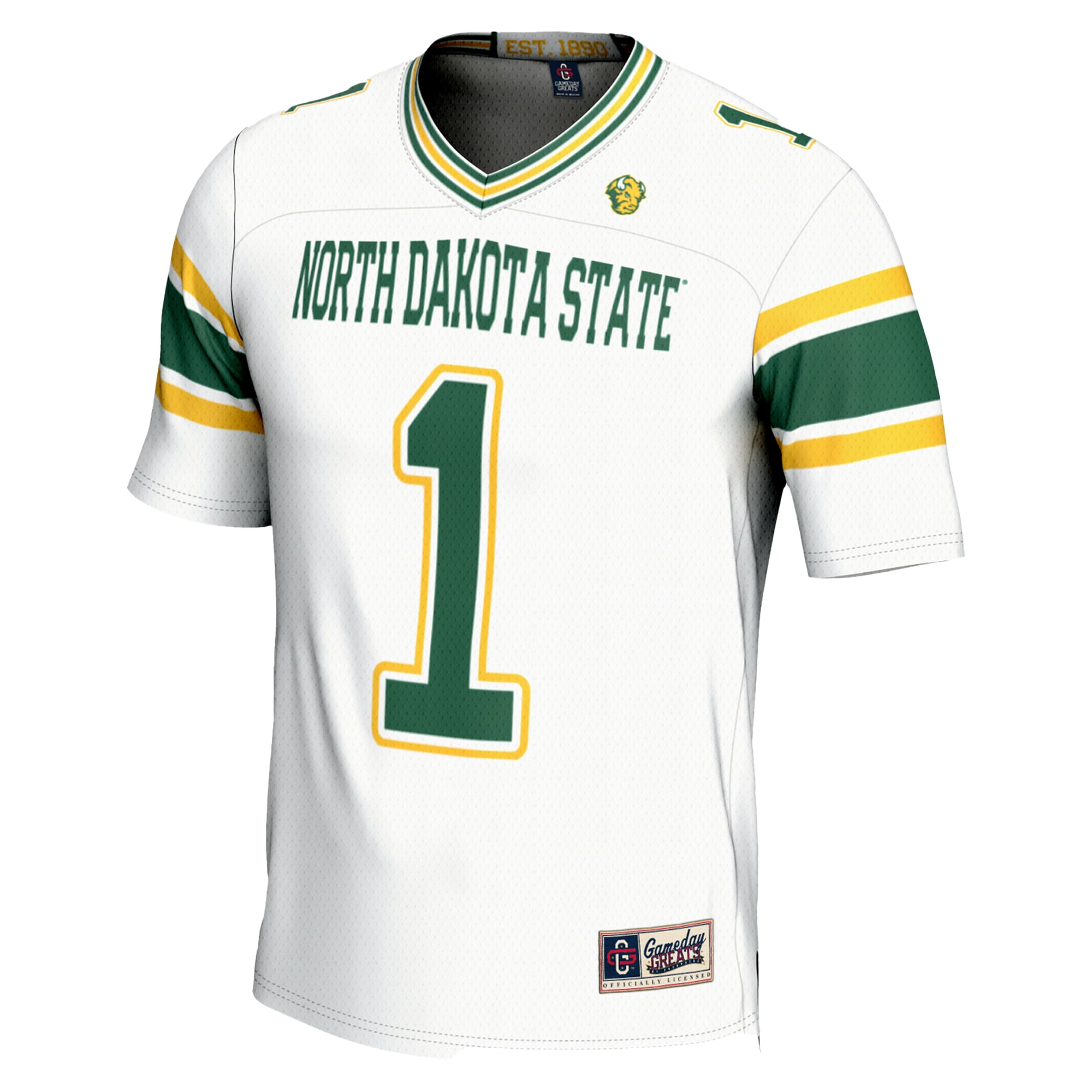 #1 NDSU Bison Endzone Football Jersey White - back view