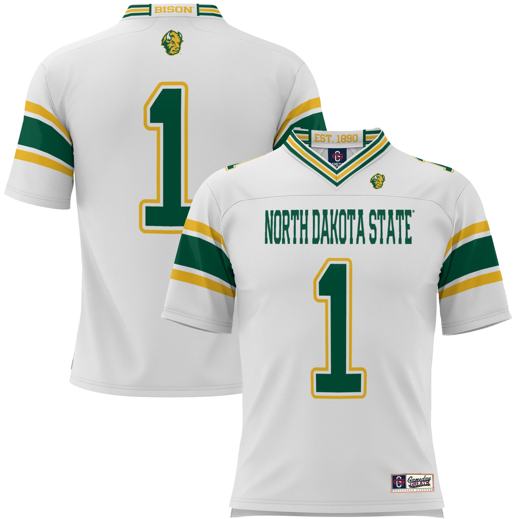 #1 NDSU Bison Youth Endzone Football Jersey White - front view