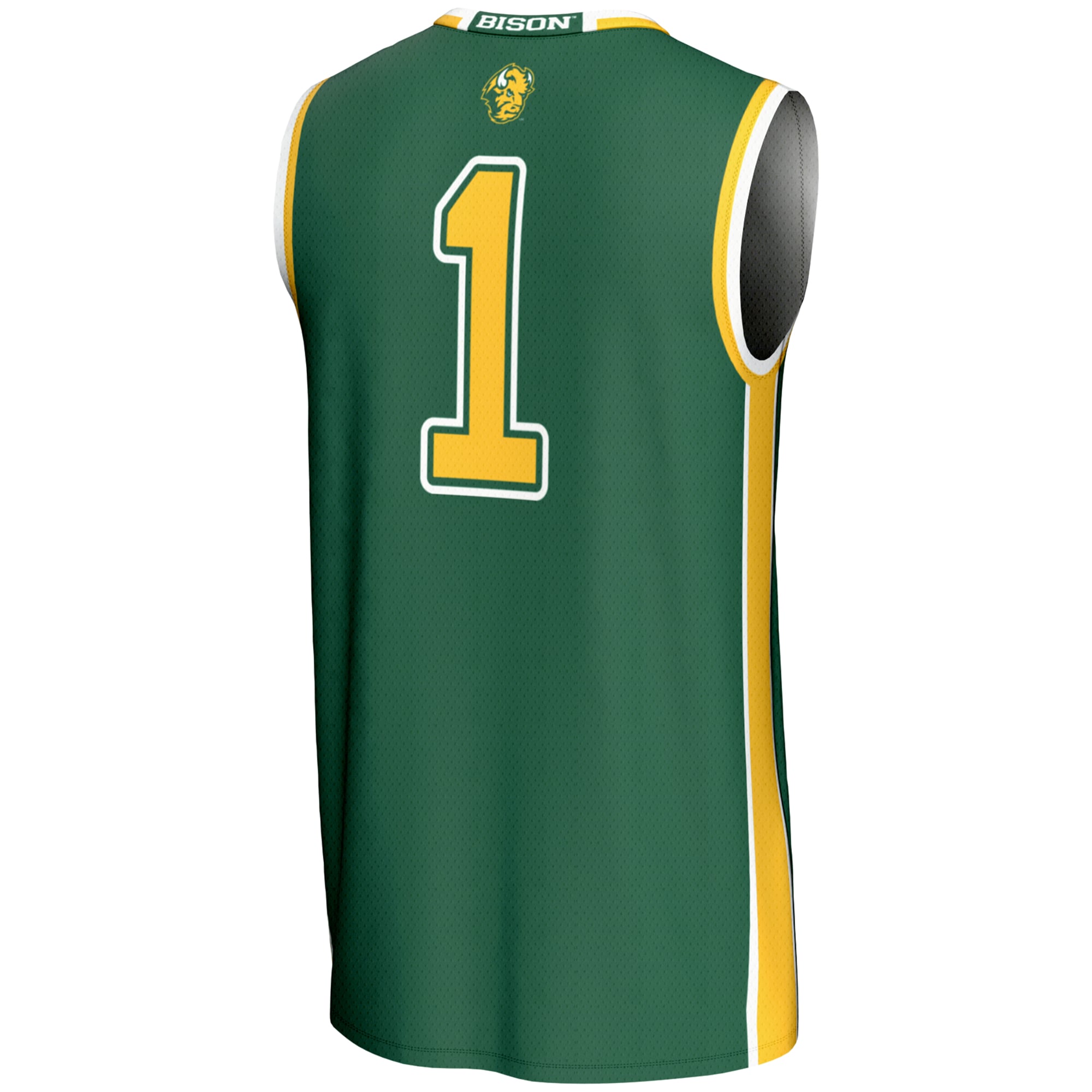 #1 NDSU Bison Unisex Lightweight Basketball Jersey Green - back view
