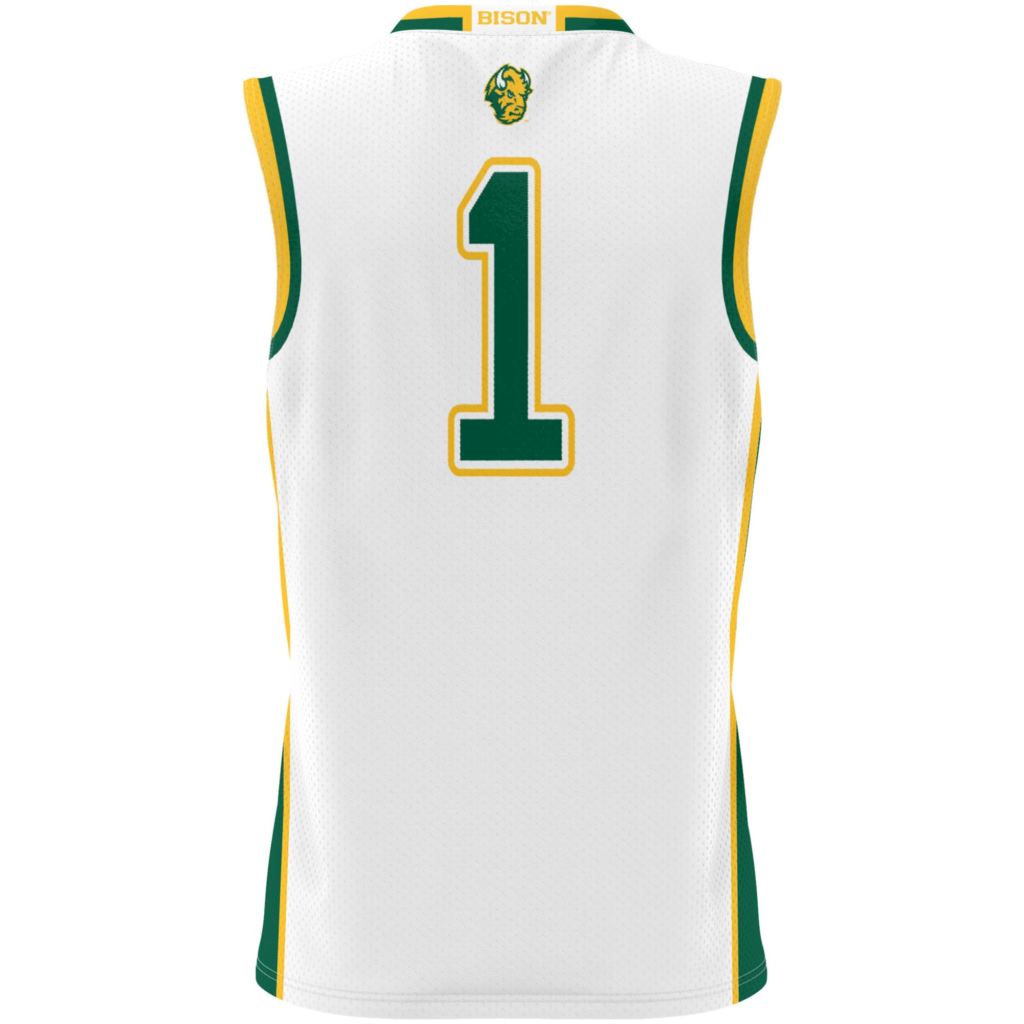 #1 NDSU Bison Unisex Lightweight Basketball Jersey White - back view