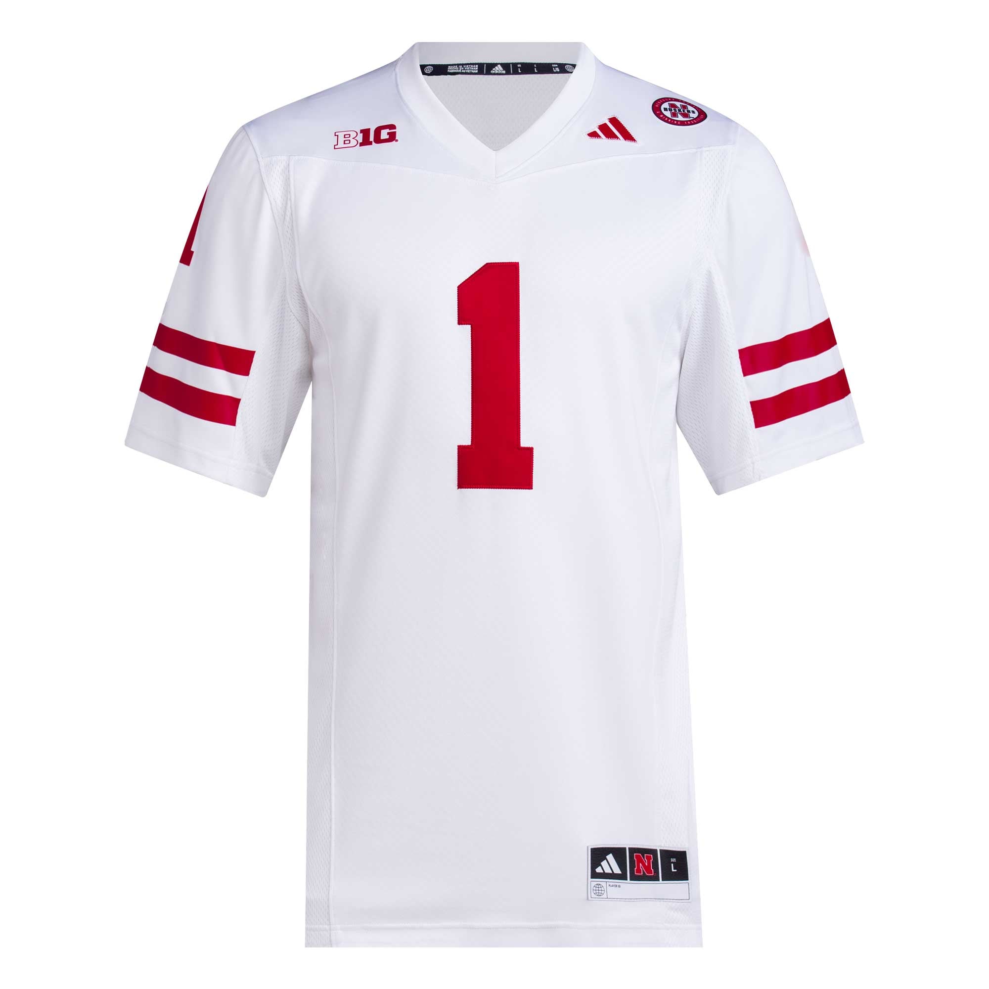 #1 Nebraska Huskers Football Jersey White - front view