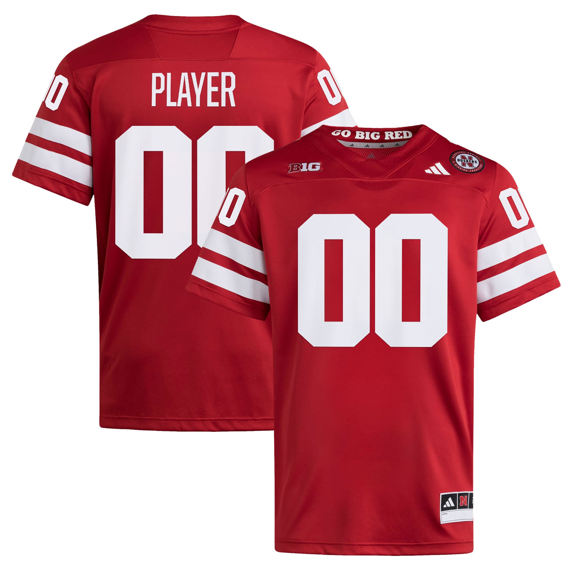 Nebraska Huskers Home Football Jersey Scarlet - front and back view