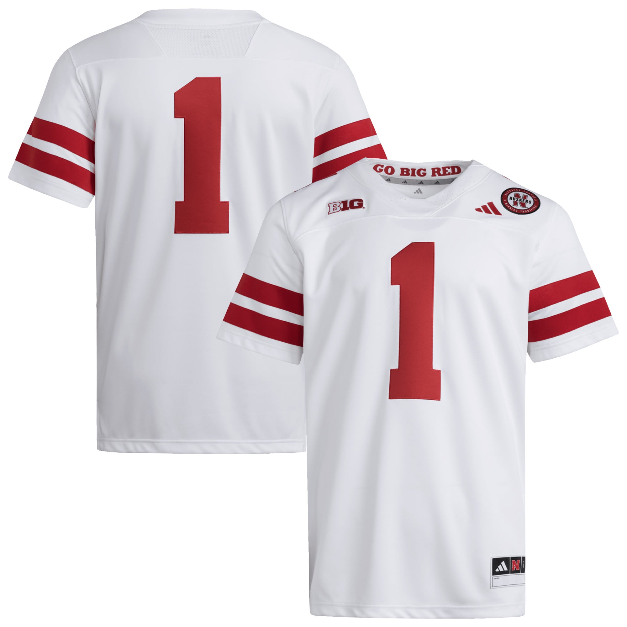 #1 Nebraska Huskers Jersey White - front and back view