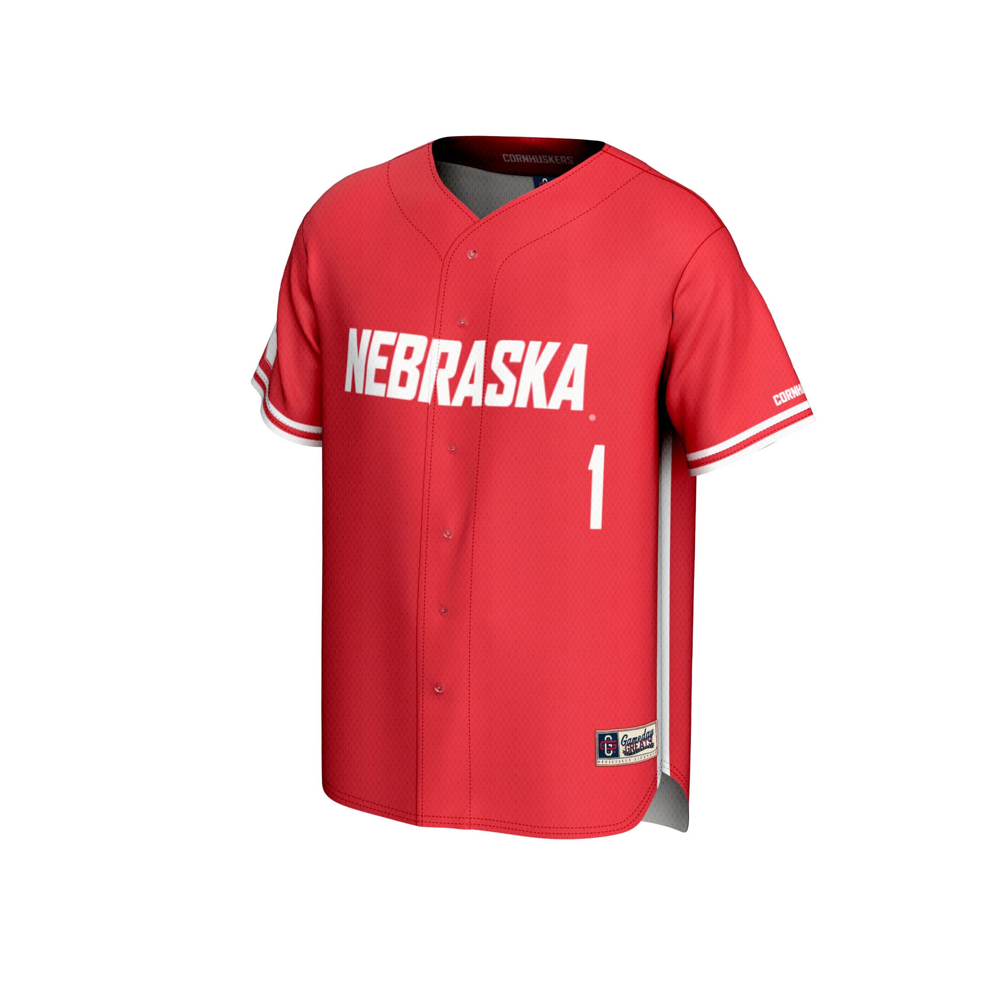 #1 Nebraska Huskers Lightweight Baseball Jersey Scarlet - front view