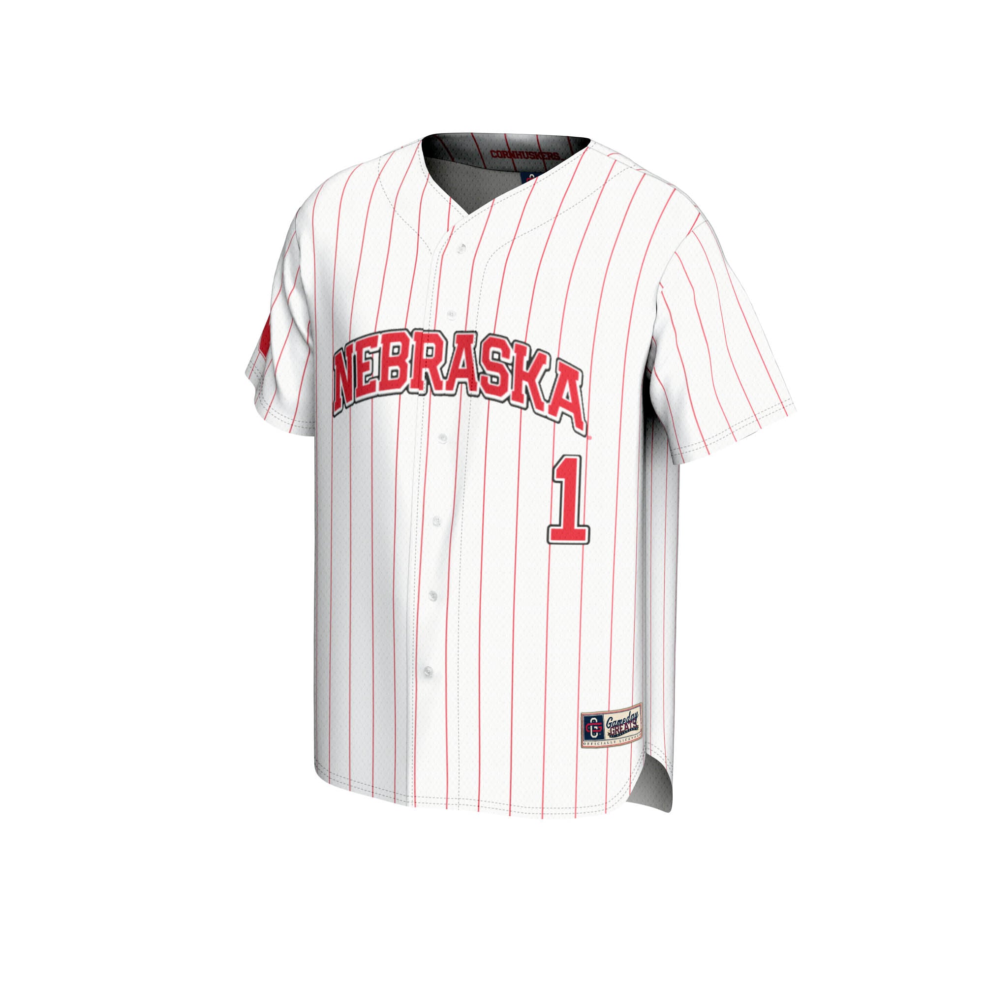 #1 Nebraska Huskers Lightweight Baseball Jersey White - front view