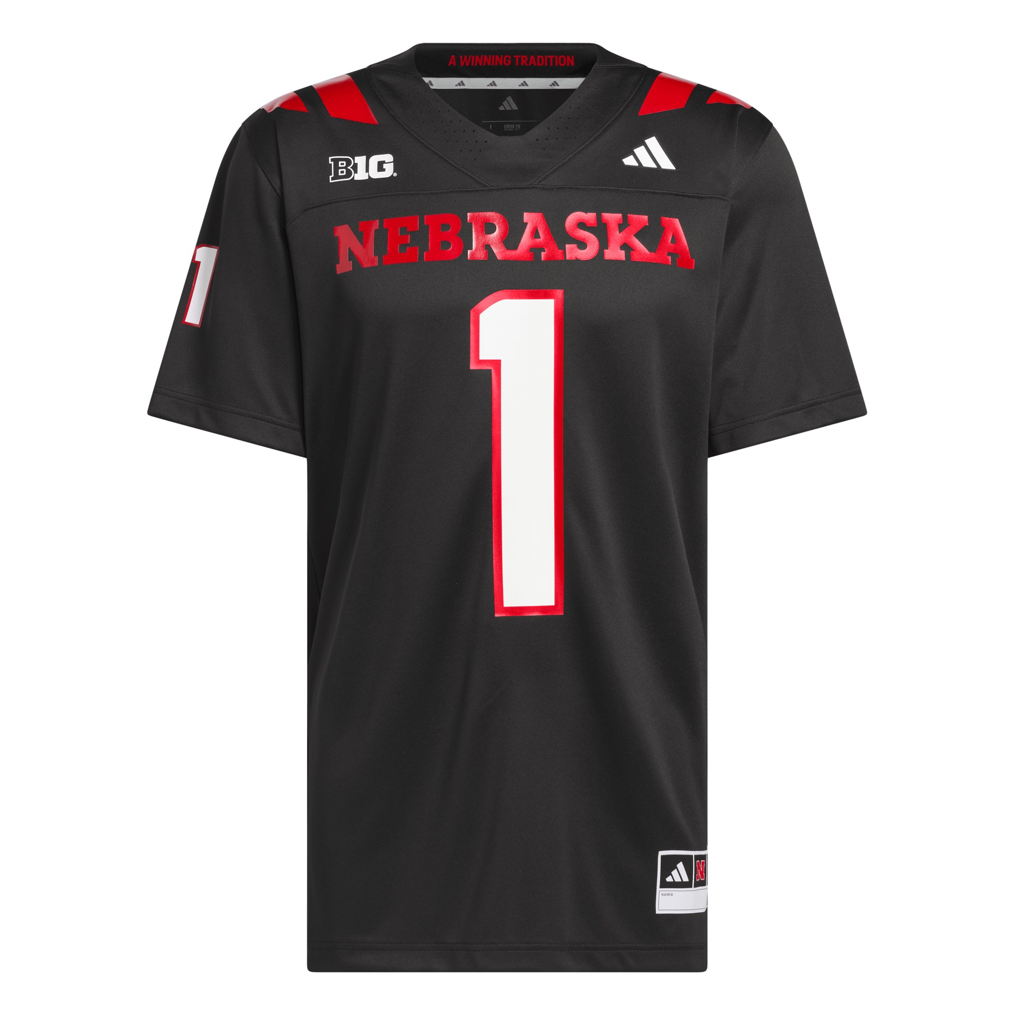 #1 Nebraska Huskers Our Red Burns Brighter Strategy Jersey Black - detail view 1