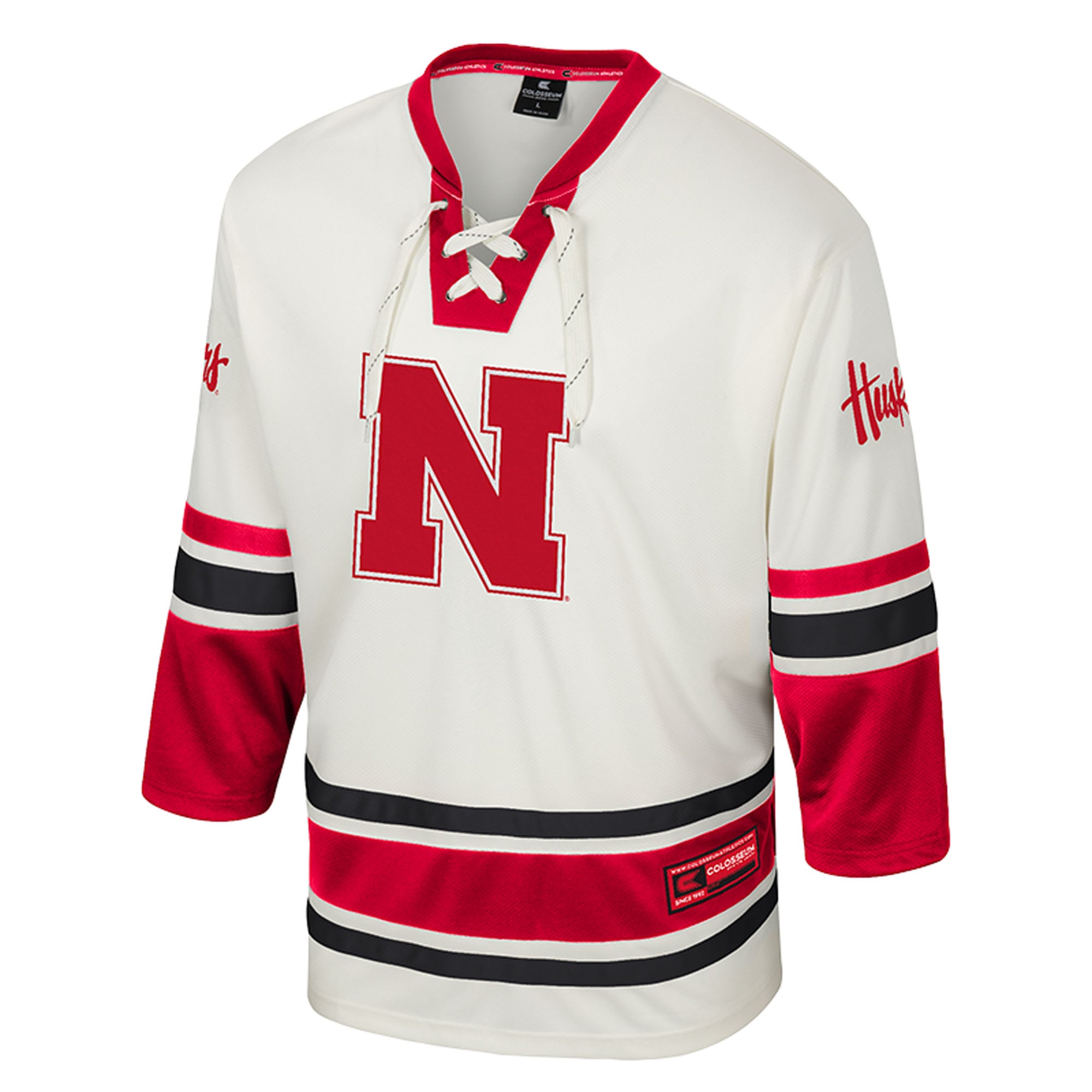 Nebraska Huskers Puck Proud Fashion Hockey Jersey Cream - front view