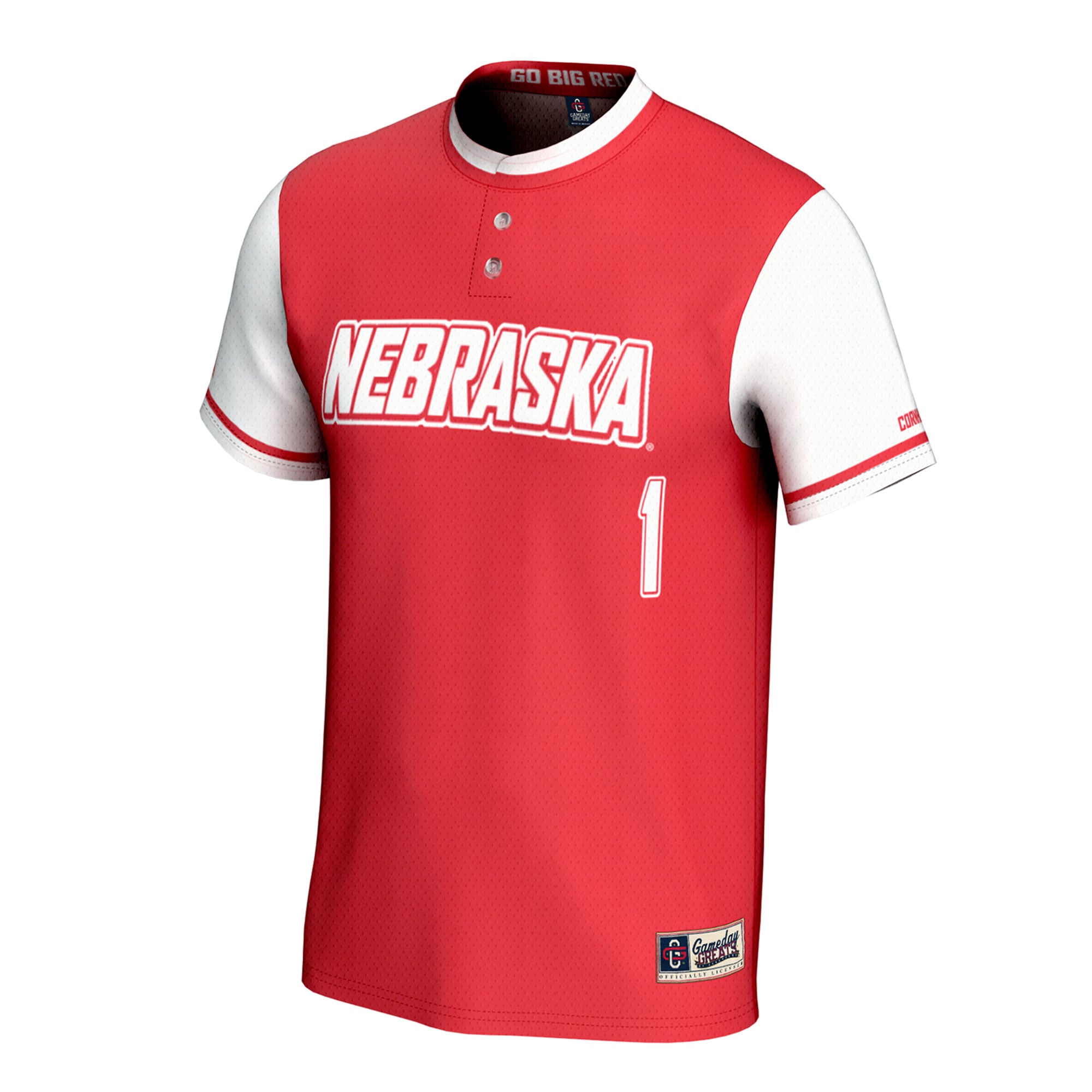 Nebraska Huskers Unisex Lightweight Collegiate Softball Fashion Jersey Scarlet - front view