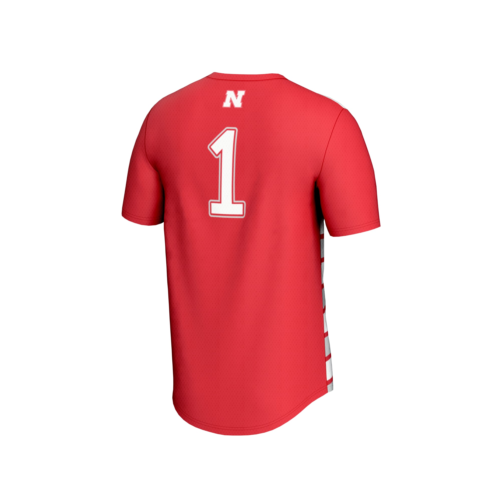 #1 Nebraska Huskers Unisex Lightweight Soccer Fashion Jersey Scarlet - back view