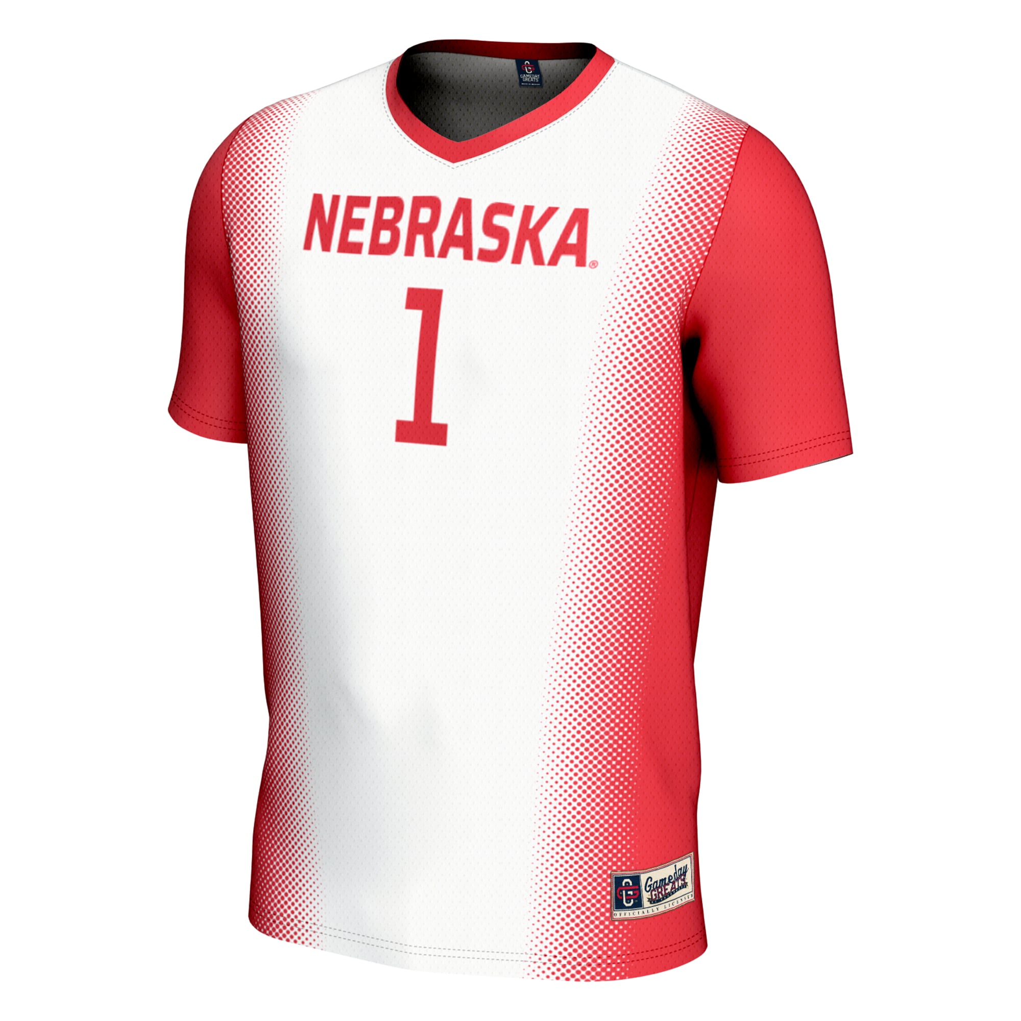 #1 Nebraska Huskers Unisex Lightweight Women's Soccer Jersey White - front view