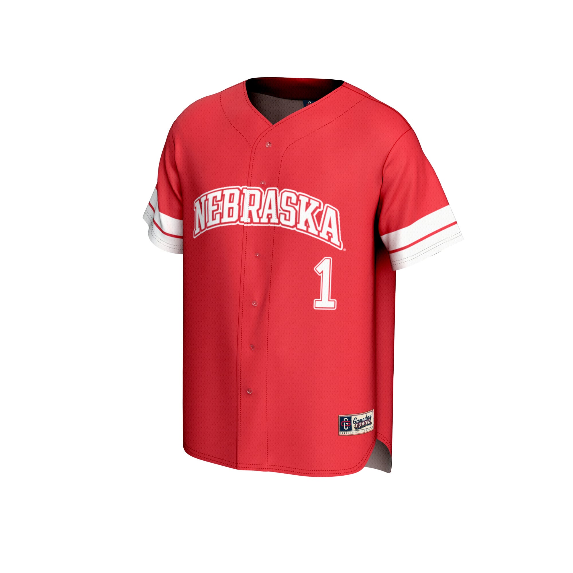 #1 Nebraska Huskers Youth Lightweight Collegiate Baseball Fashion Jersey Scarlet - front view