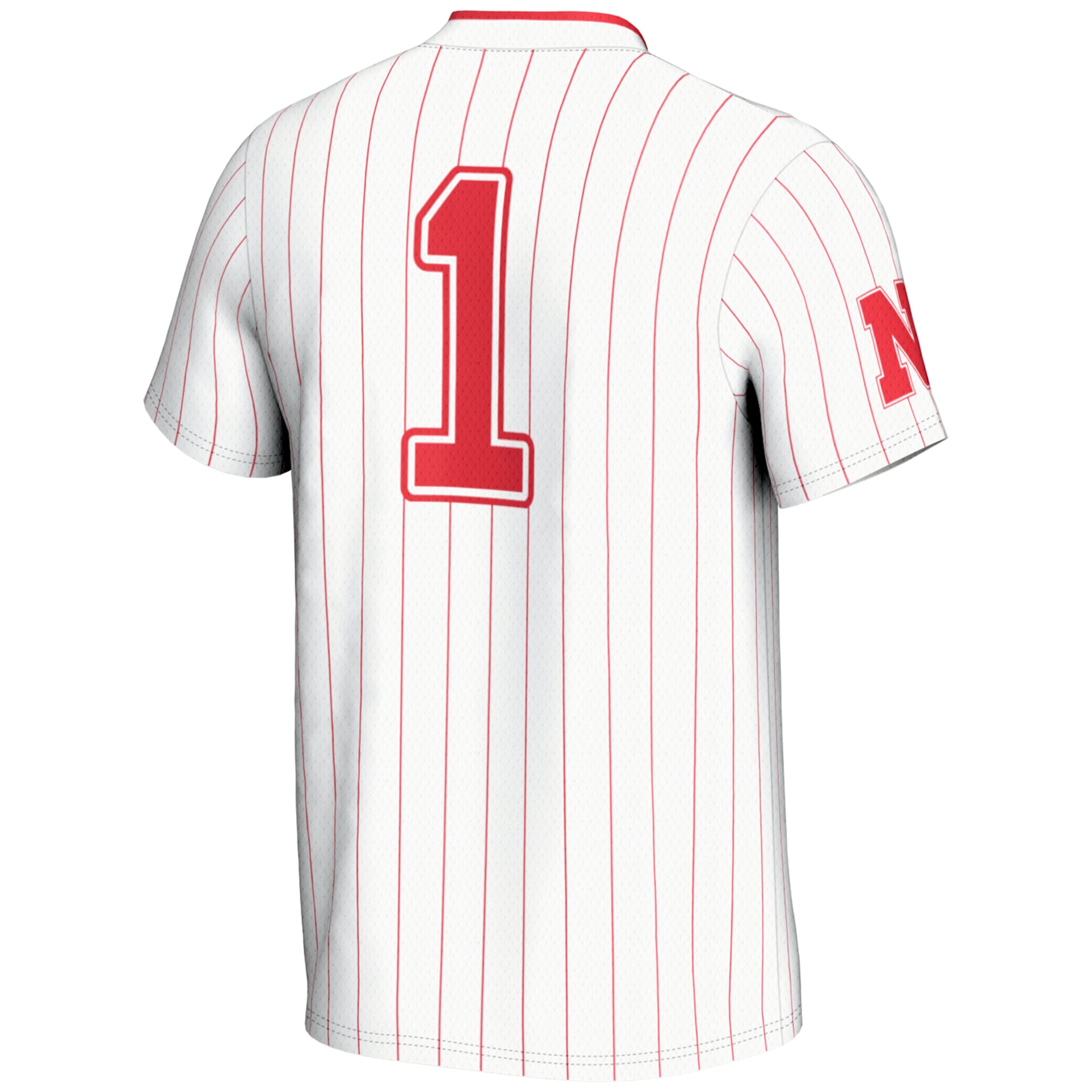 #1 Nebraska Huskers Youth Lightweight Softball Jersey White - back view