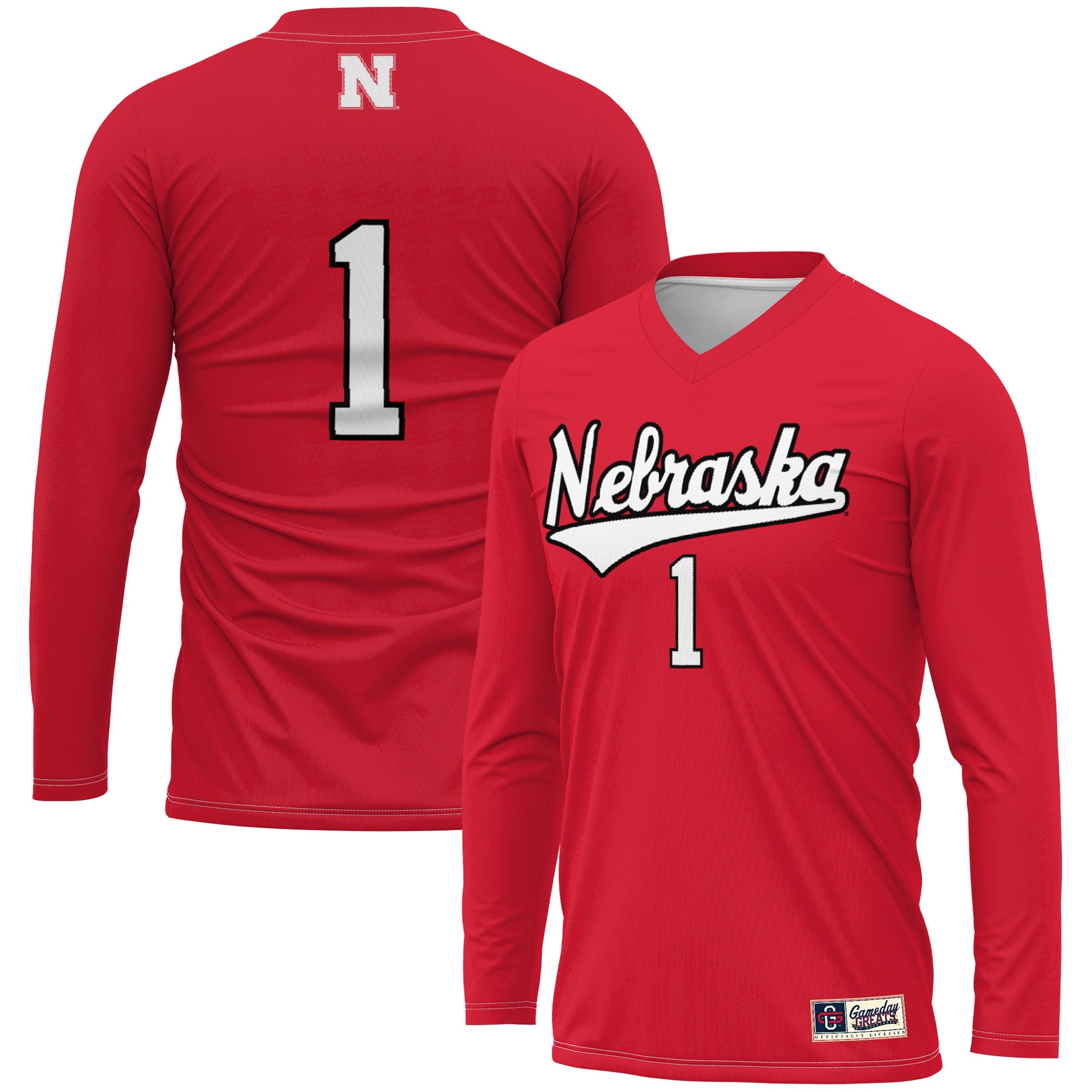 #1 Nebraska Huskers Youth Lightweight Volleyball Jersey Scarlet - front and back view