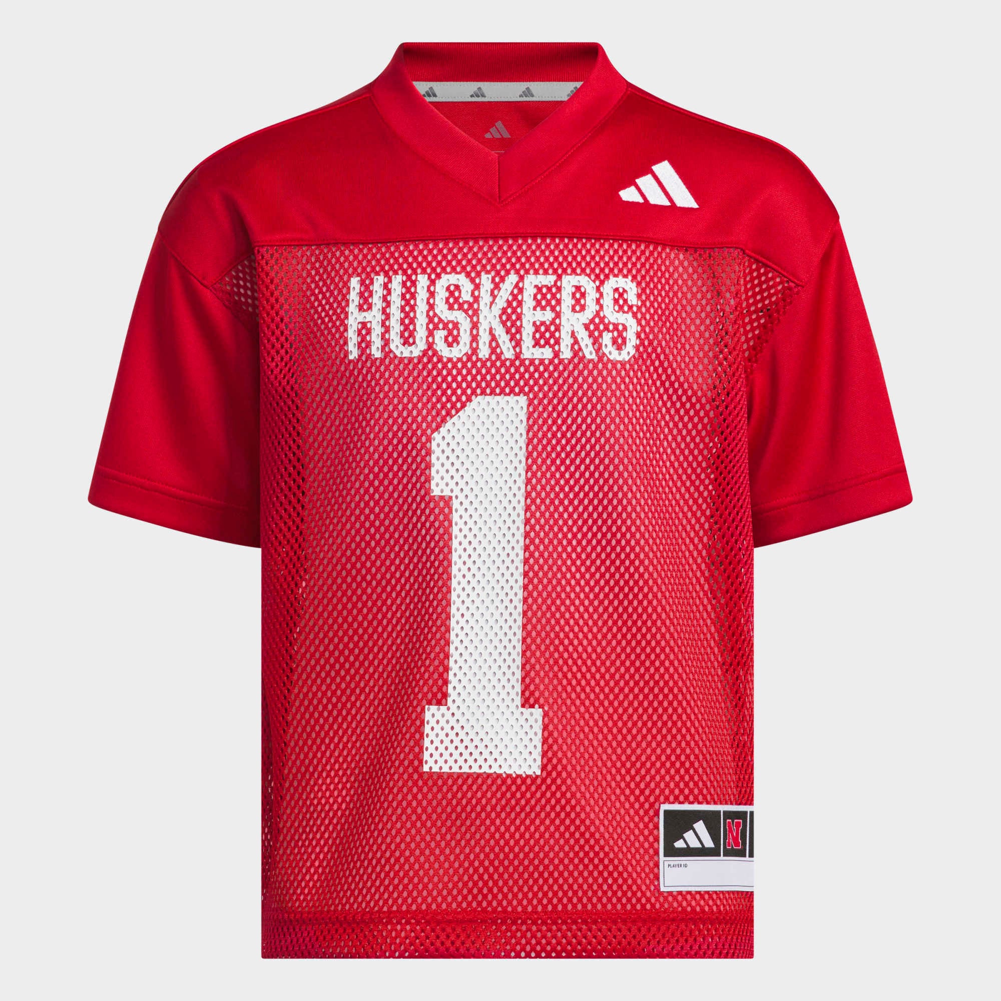 Nebraska Huskers Youth Tailgate Jersey Scarlet - front and back view