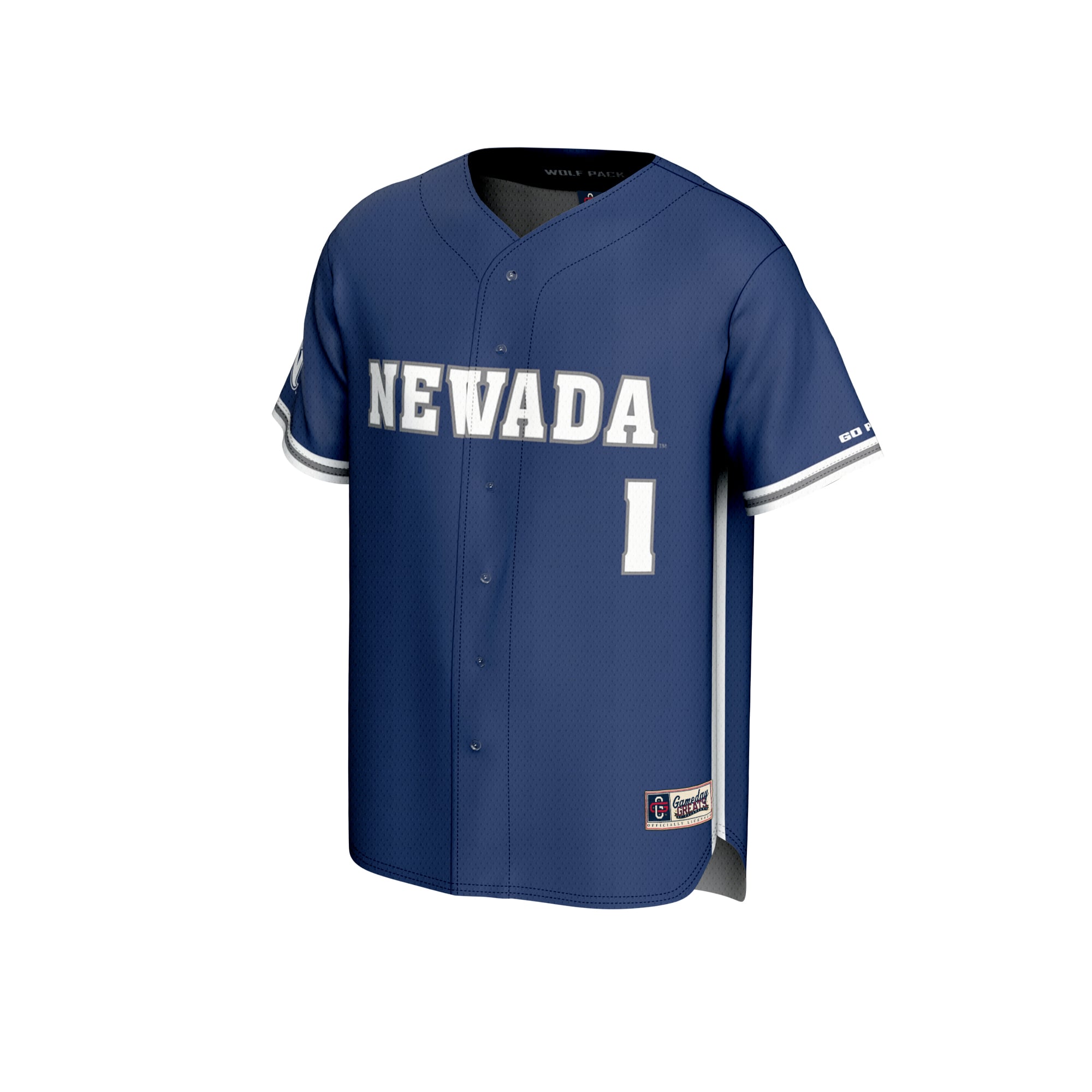 Nevada Wolf Pack Youth Lightweight Baseball Jersey Navy - front view