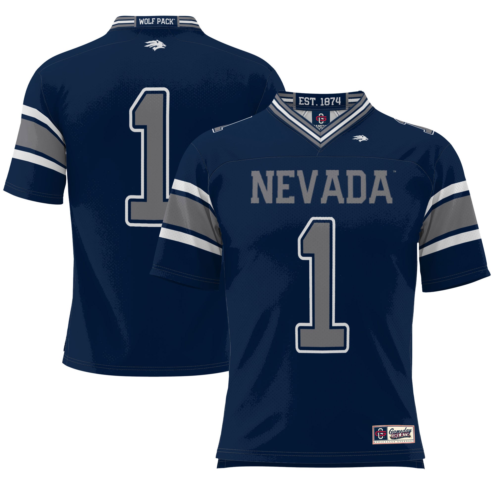 #1 Nevada Wolf Pack Youth Endzone Football Jersey Navy - front view