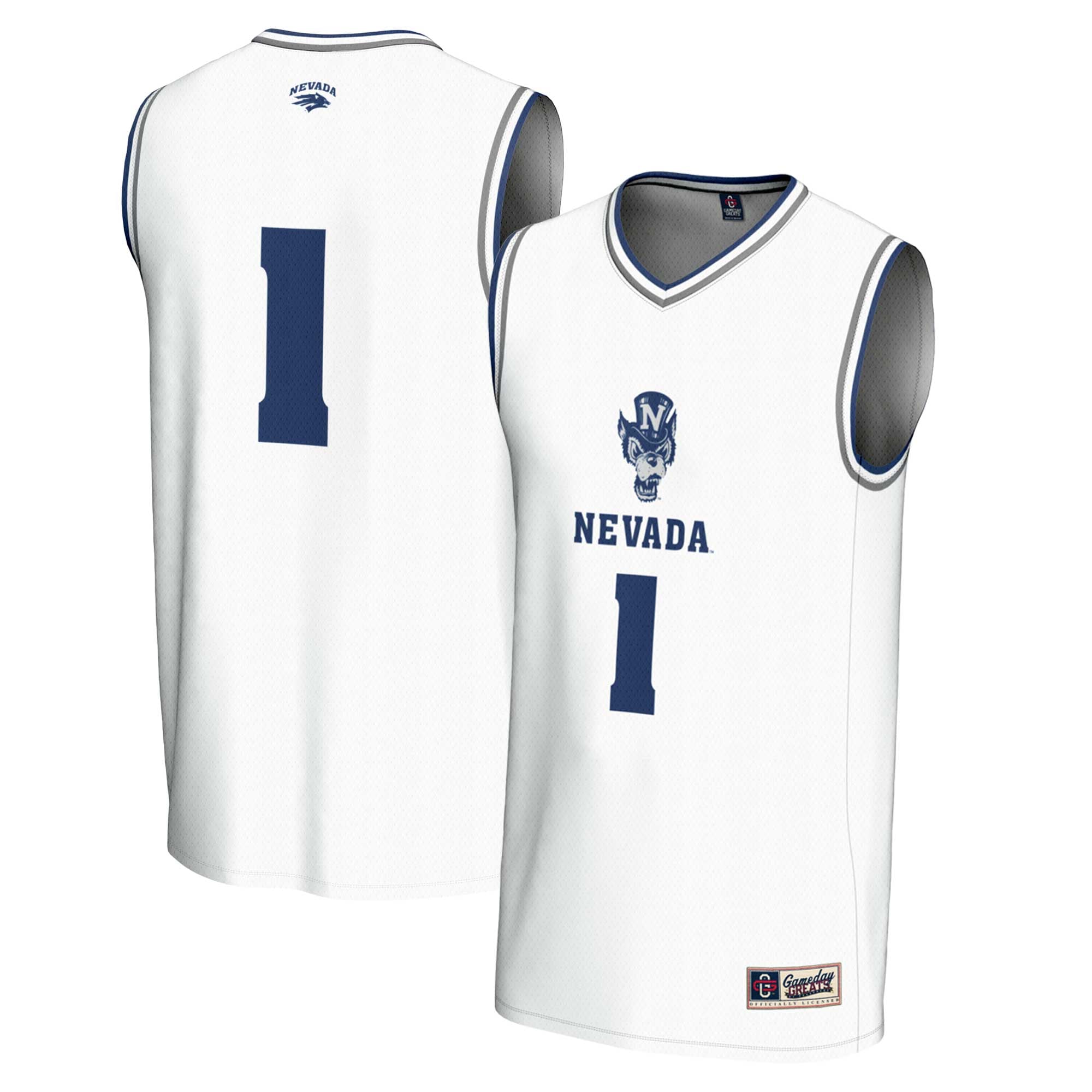 #1 Nevada Wolf Pack Lightweight Basketball Fashion Jersey White - front and back view