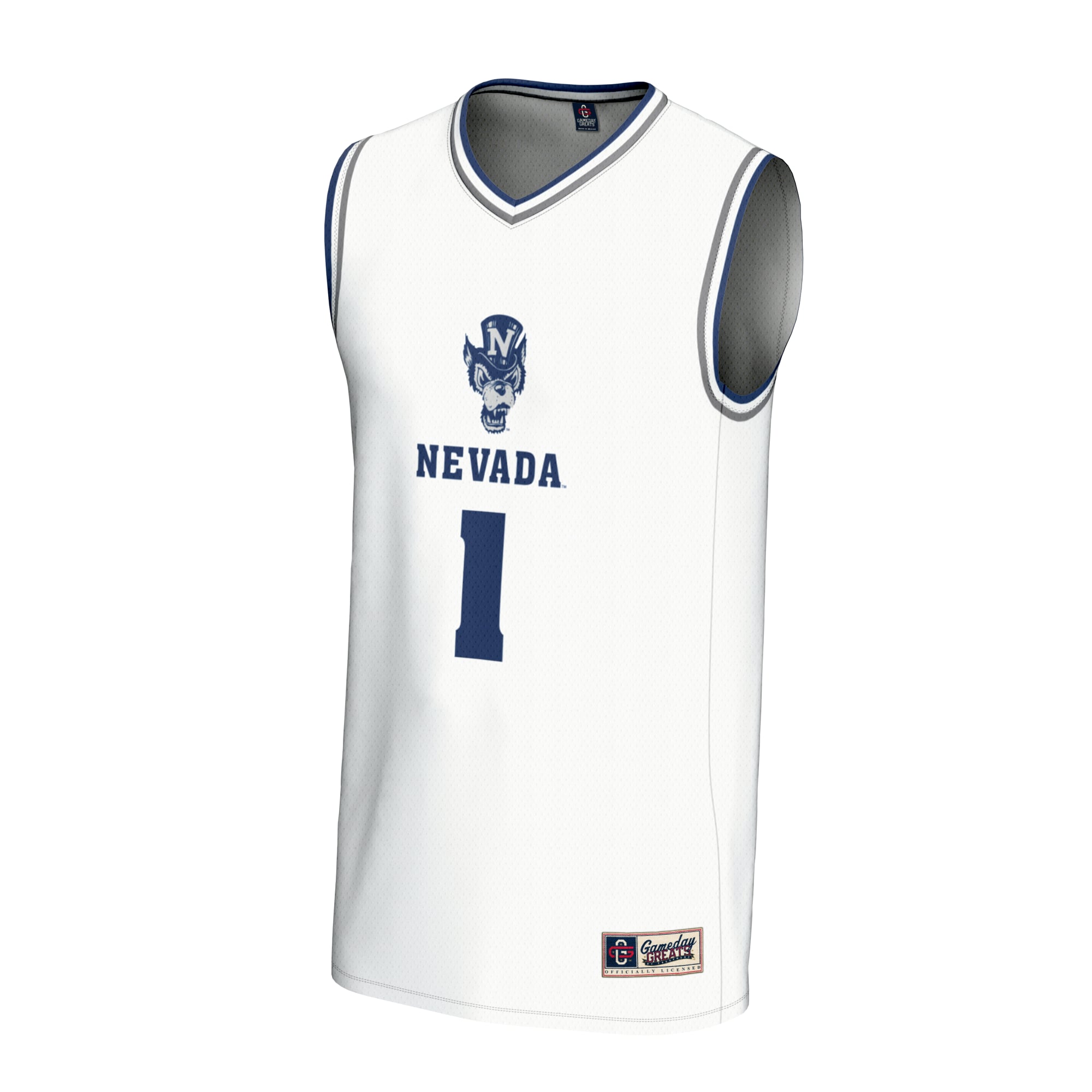 #1 Nevada Wolf Pack Lightweight Basketball Fashion Jersey White - front view
