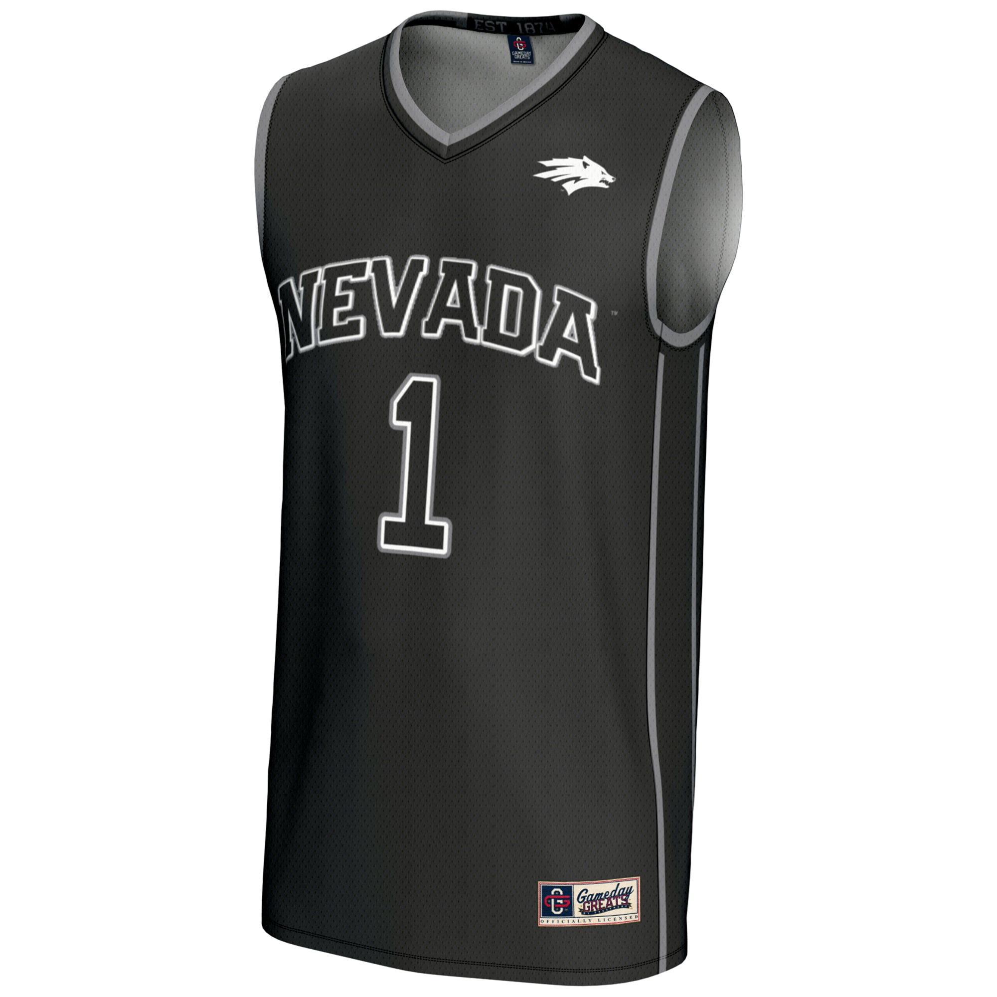 #1 Nevada Wolf Pack Lightweight Basketball Jersey Black - front view