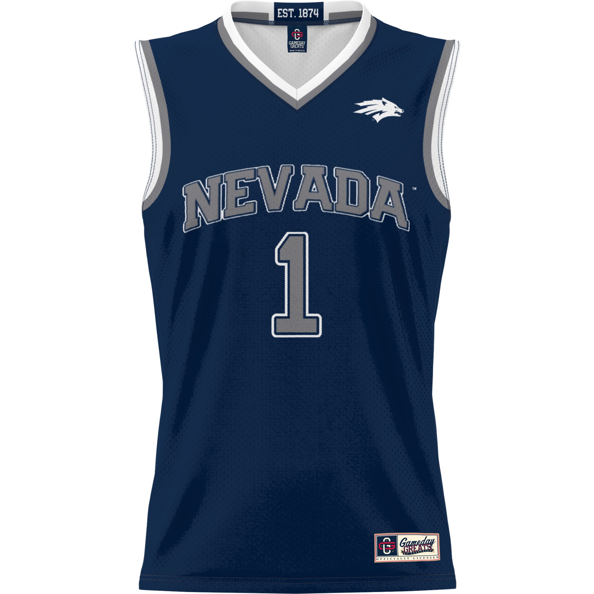 #1 Nevada Wolf Pack Lightweight Basketball Jersey Navy - front view