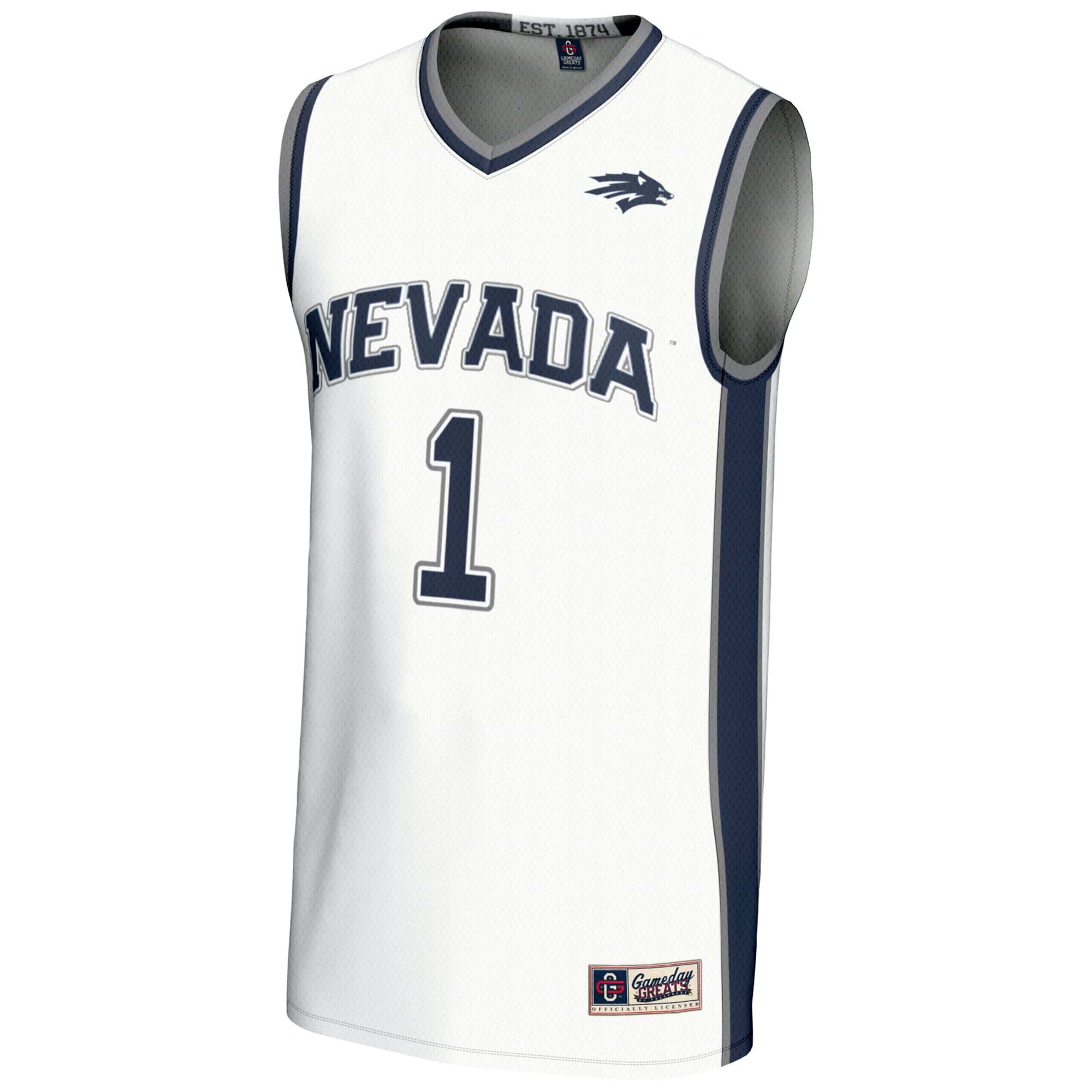 #1 Nevada Wolf Pack Lightweight Basketball Jersey White - front view
