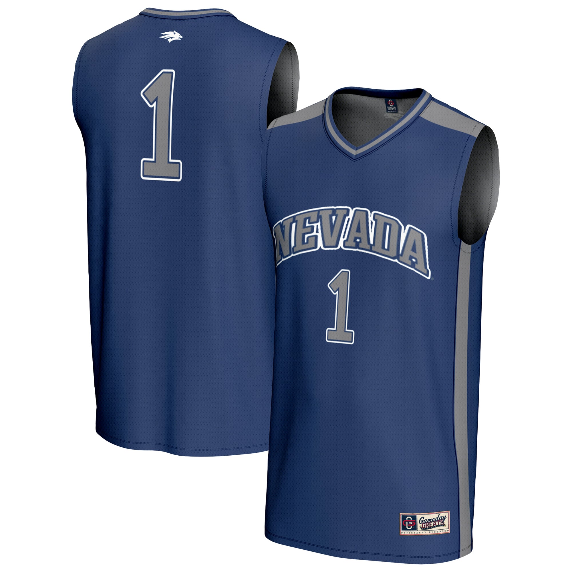 #1 Nevada Wolf Pack Unisex Lightweight Basketball Fashion Jersey Navy - front and back view