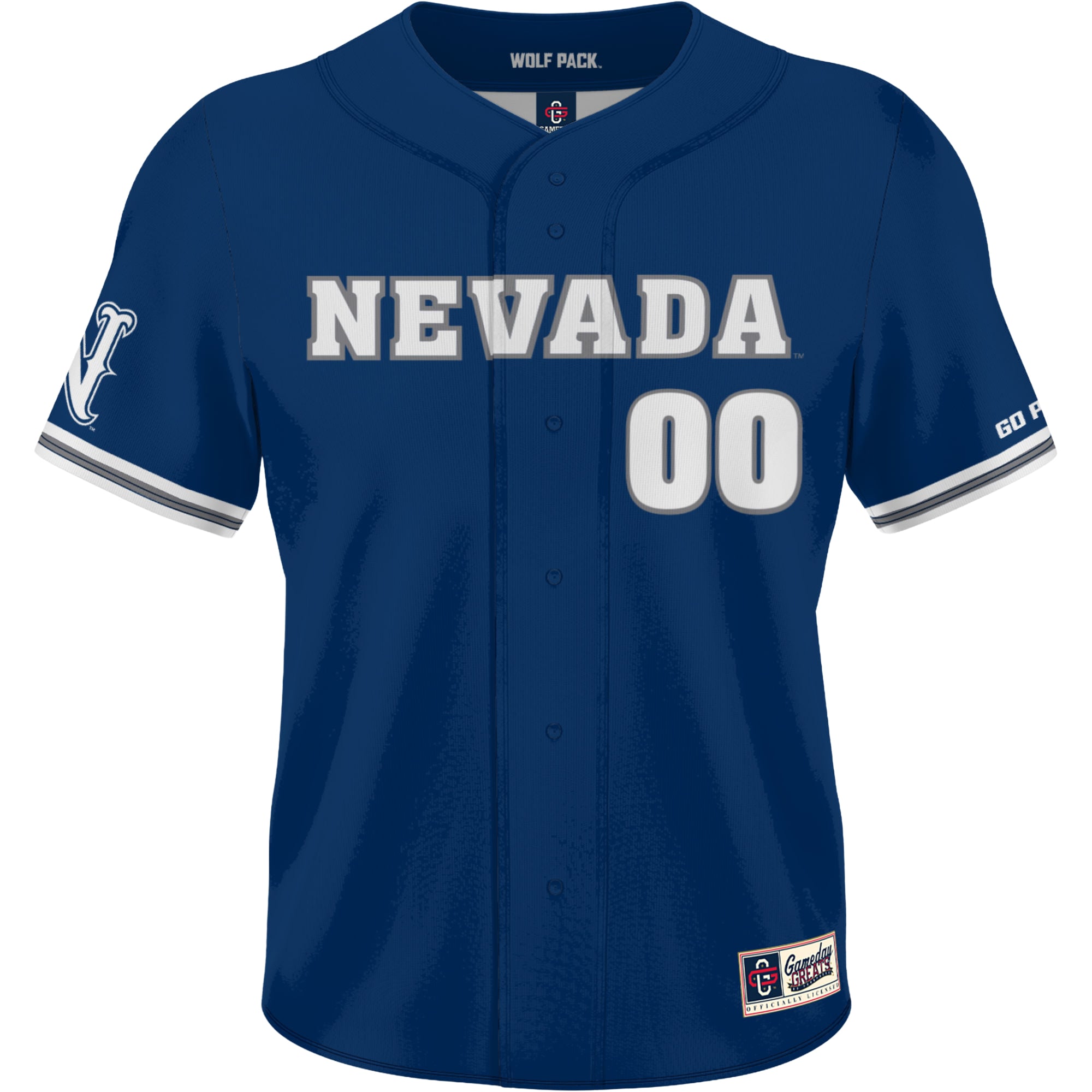 Nevada Wolf Pack Unisex Lightweight Collegiate Baseball Fashion Jersey Navy - front view